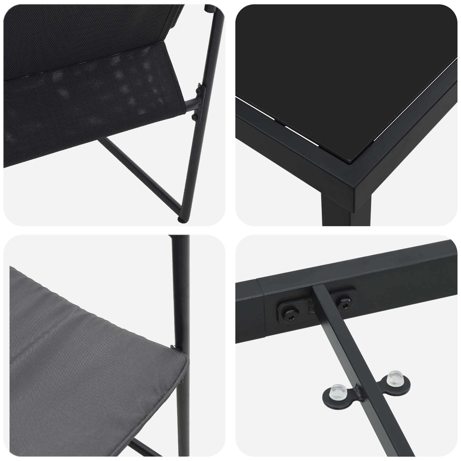 Ensemble de salle à manger pour jardin 9 pcs Noir et anthracite - XIOS