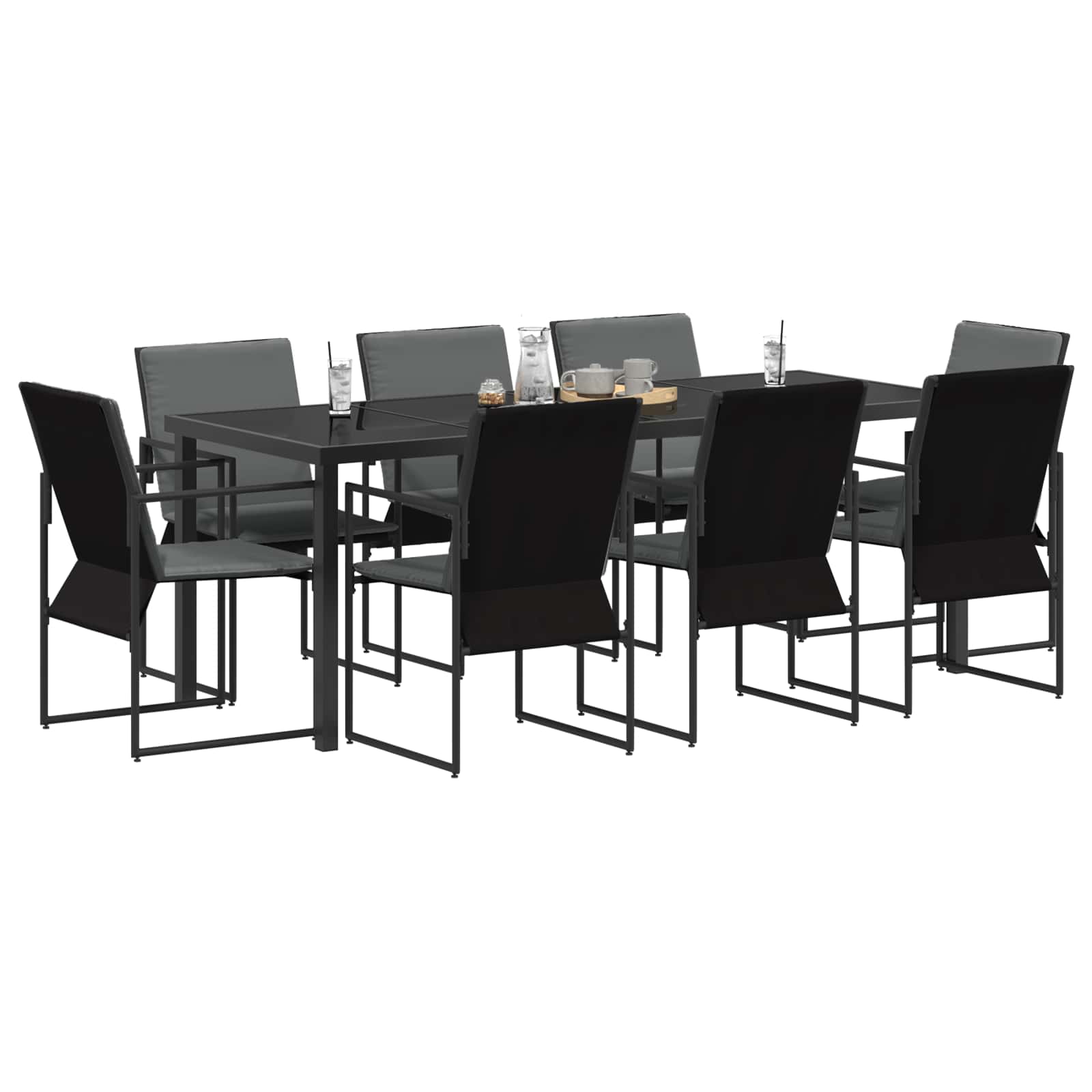 Ensemble de salle à manger pour jardin 9 pcs Noir et anthracite - XIOS
