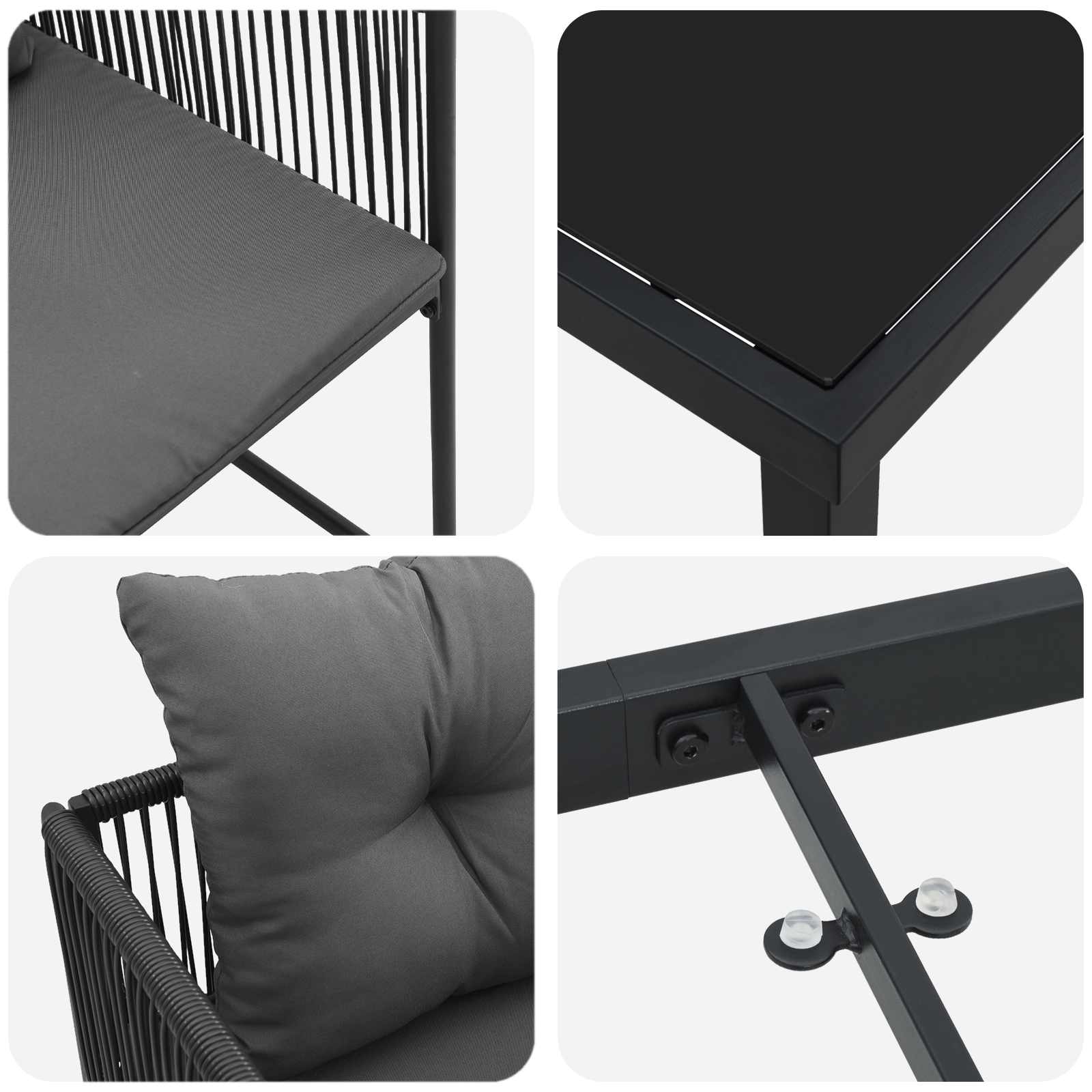 Ensemble de salle à manger pour jardin 5 pcs Noir et anthracite - XIOS