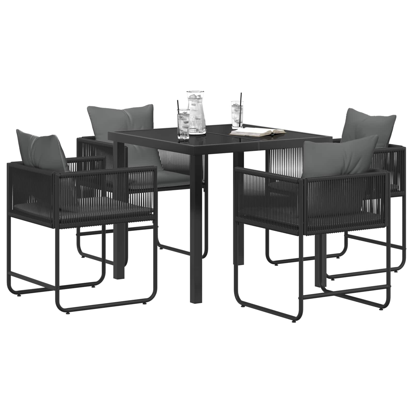 Ensemble de salle à manger pour jardin 5 pcs Noir et anthracite - XIOS
