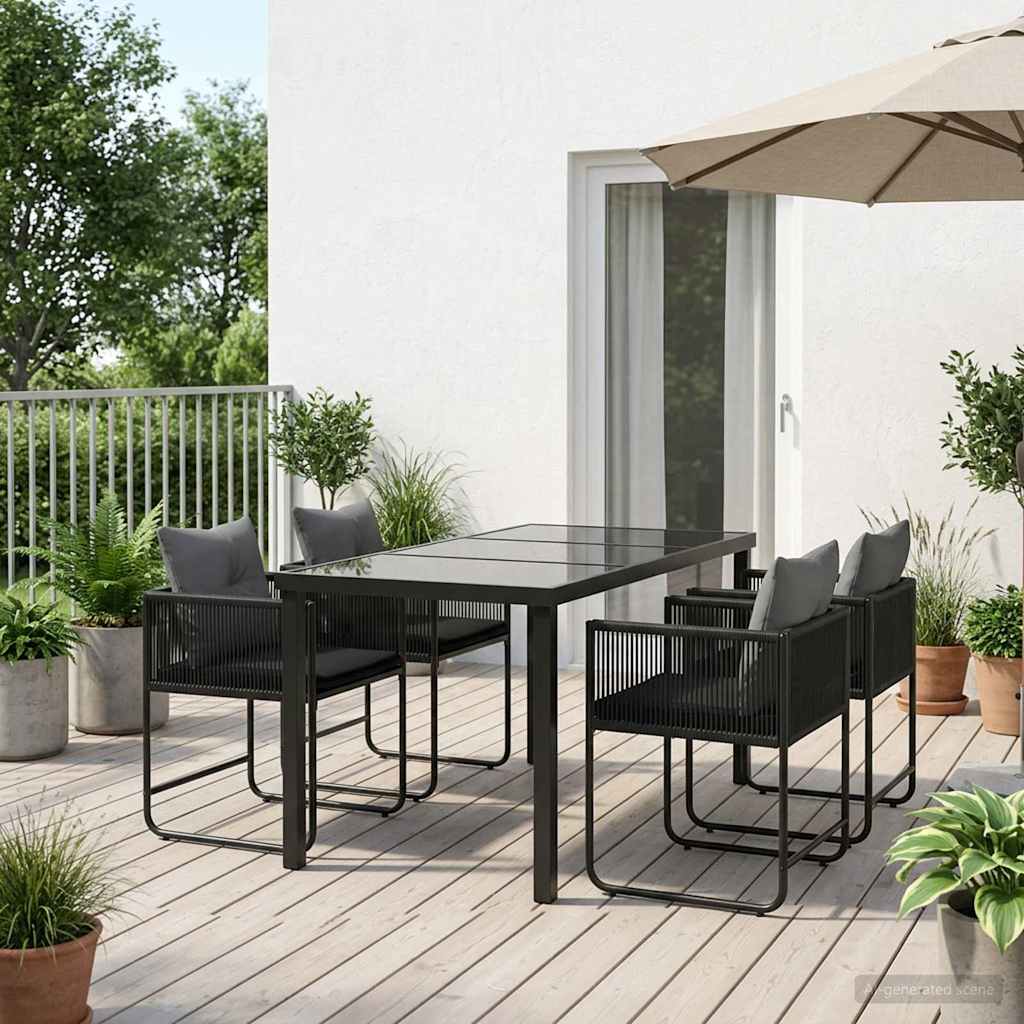 Ensemble de salle à manger pour jardin 5 pcs Noir et anthracite - XIOS
