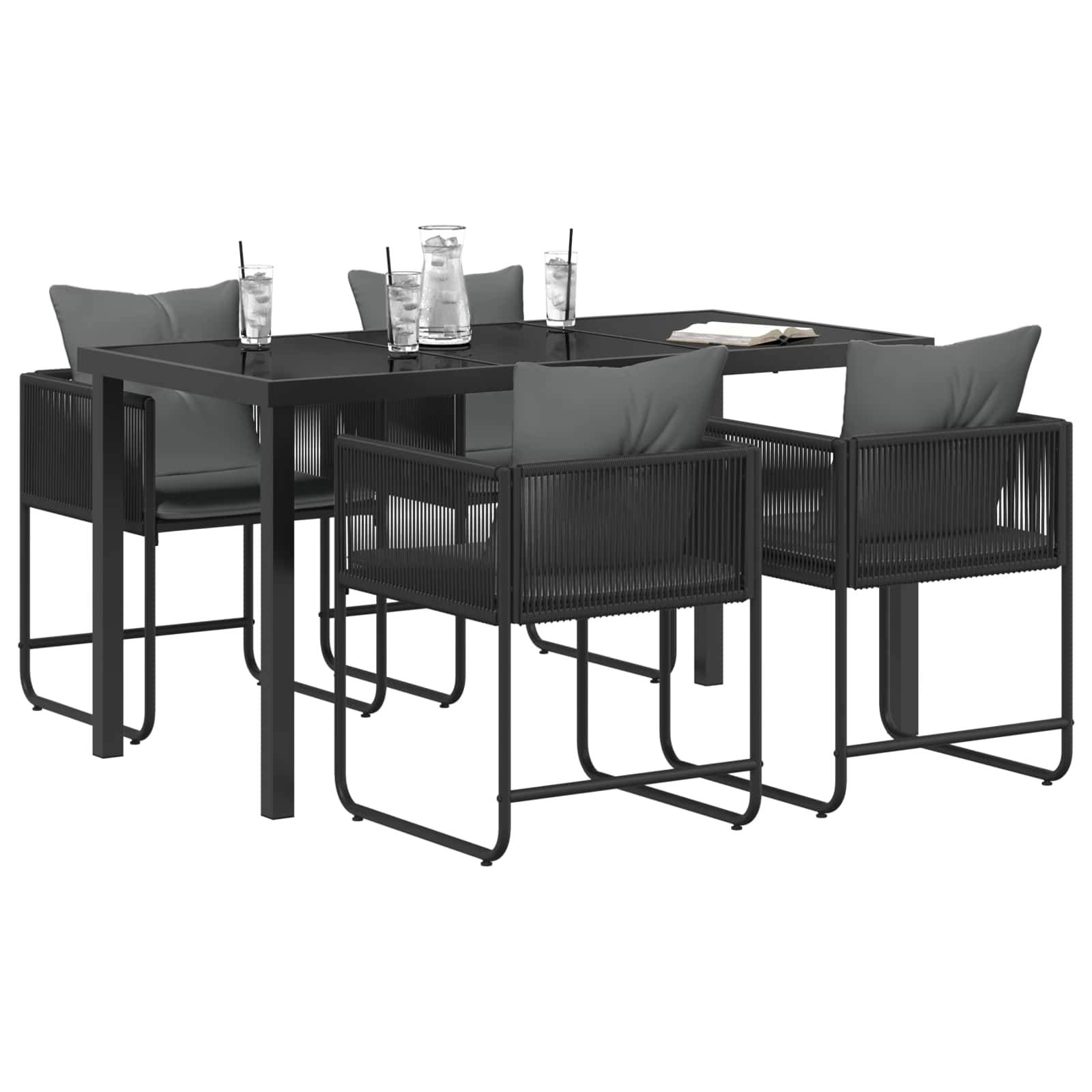 Ensemble de salle à manger pour jardin 5 pcs Noir et anthracite - XIOS