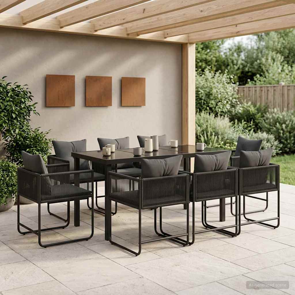 Ensemble de salle à manger pour jardin 9 pcs Noir et anthracite - XIOS