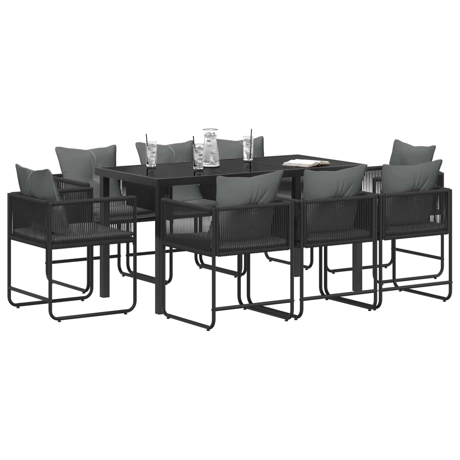 Ensemble de salle à manger pour jardin 9 pcs Noir et anthracite - XIOS