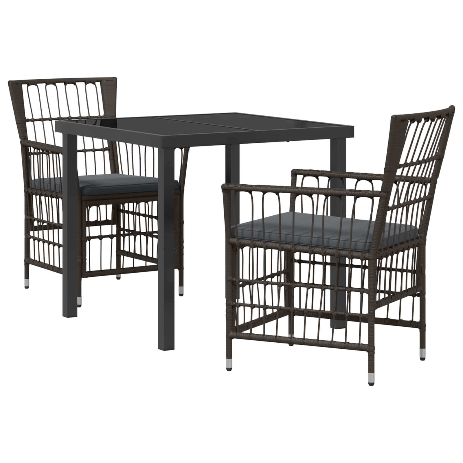 Ensemble de repas extérieur 3 pc Noir polyrotin