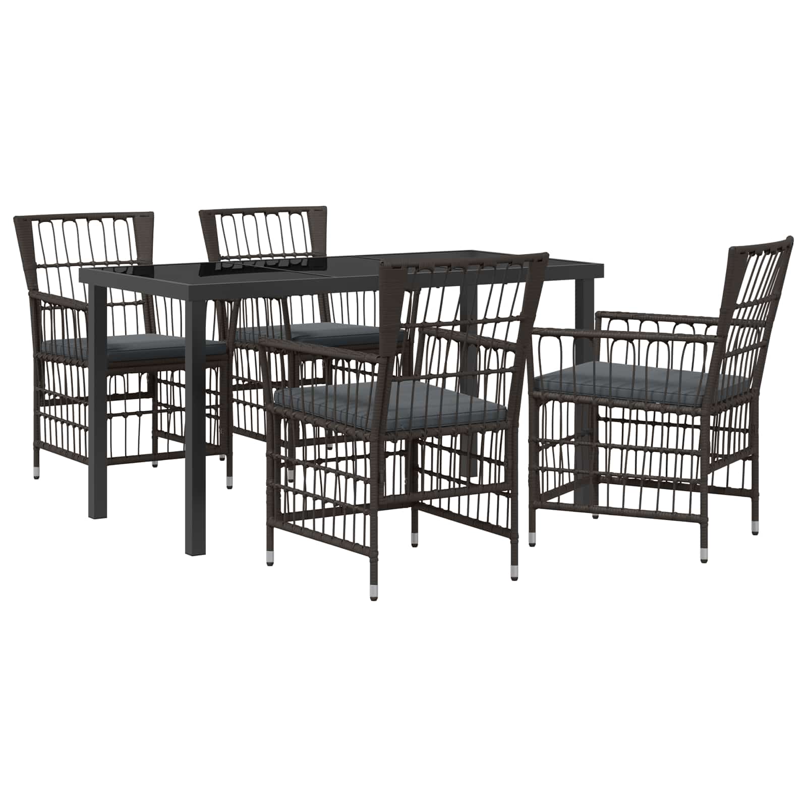 Ensemble de repas extérieur 5 pc Noir polyrotin