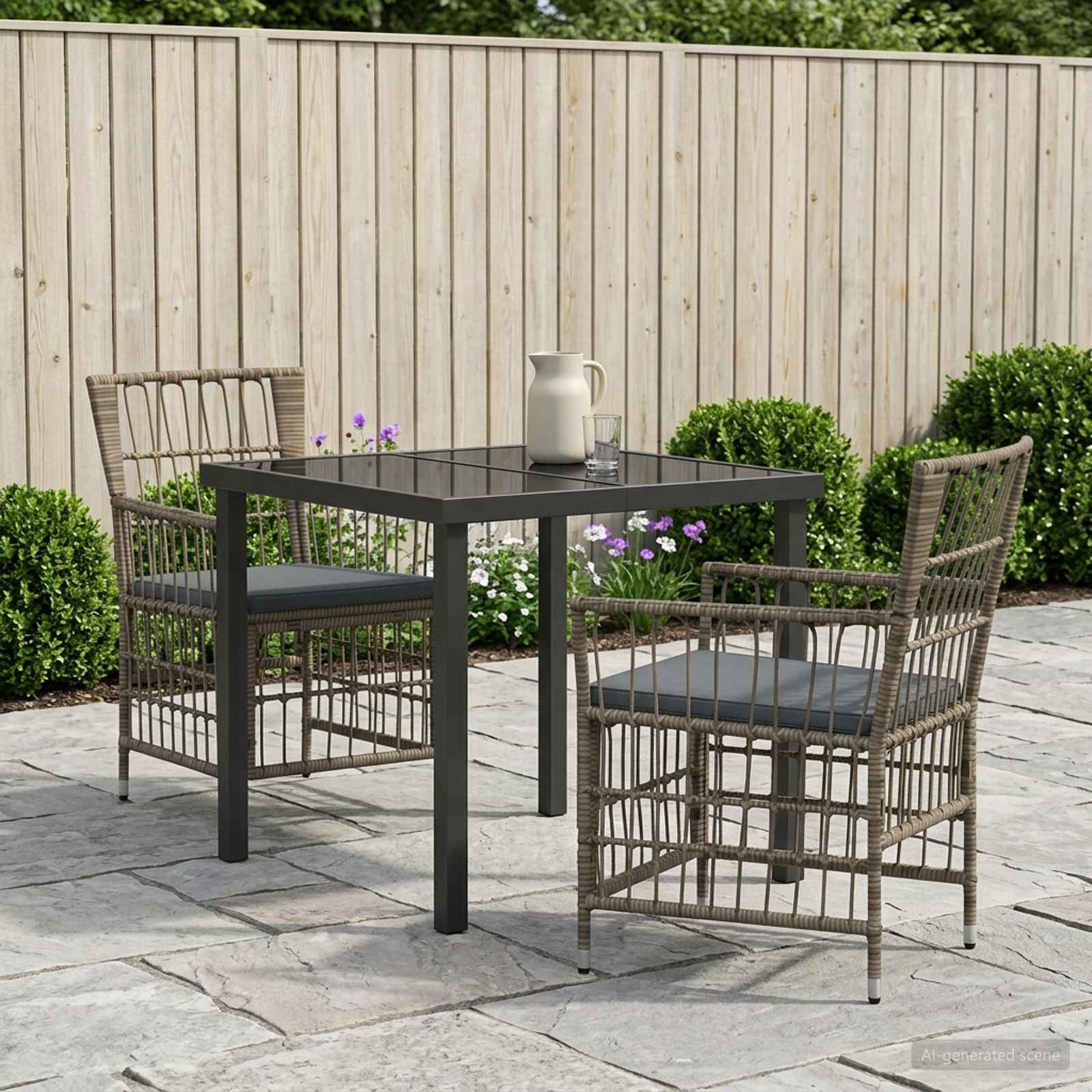 Ensemble de repas extérieur 3 pc Gris polyrotin