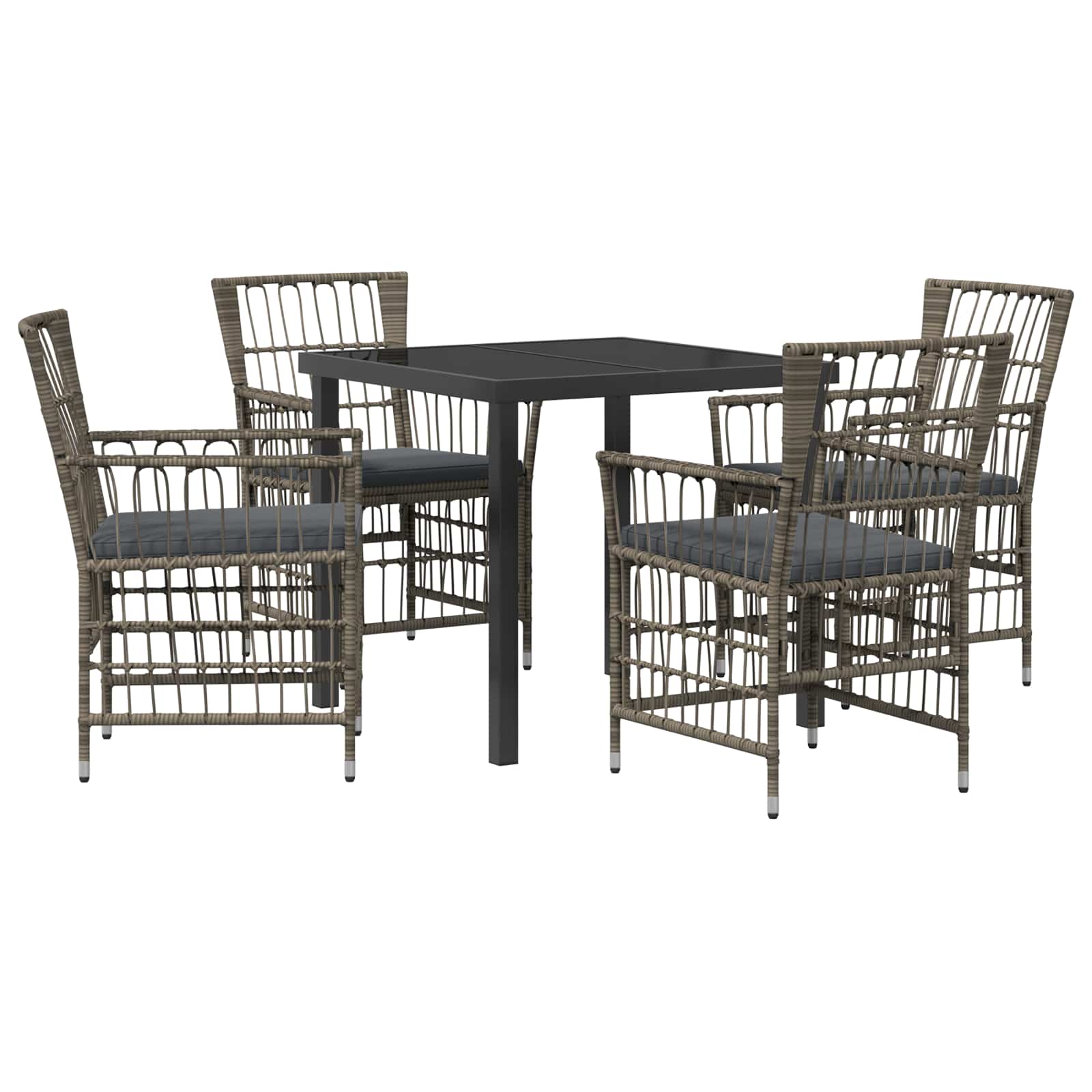 Ensemble de repas extérieur 5 pc Gris polyrotin