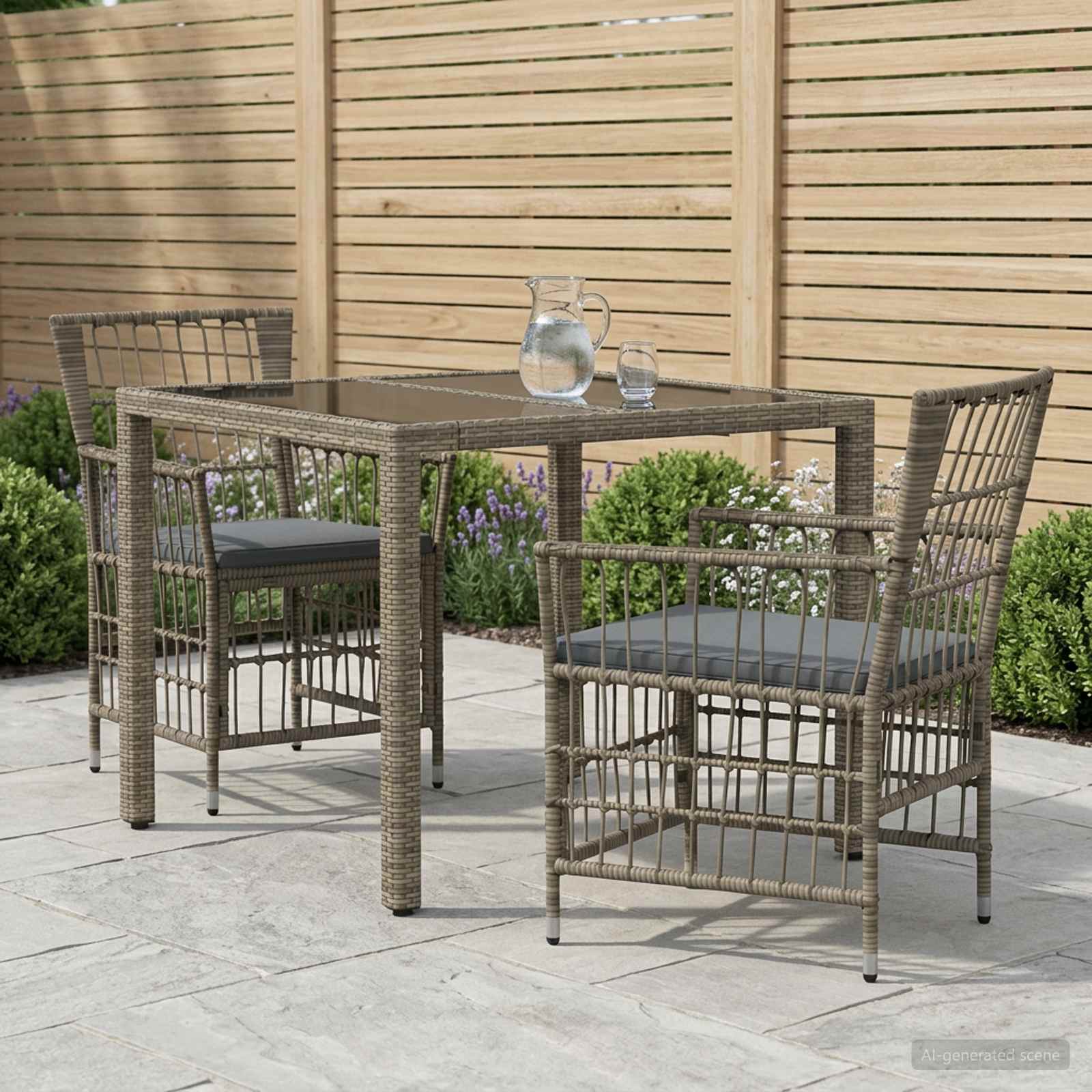 Ensemble de repas extérieur 3 pc Gris polyrotin