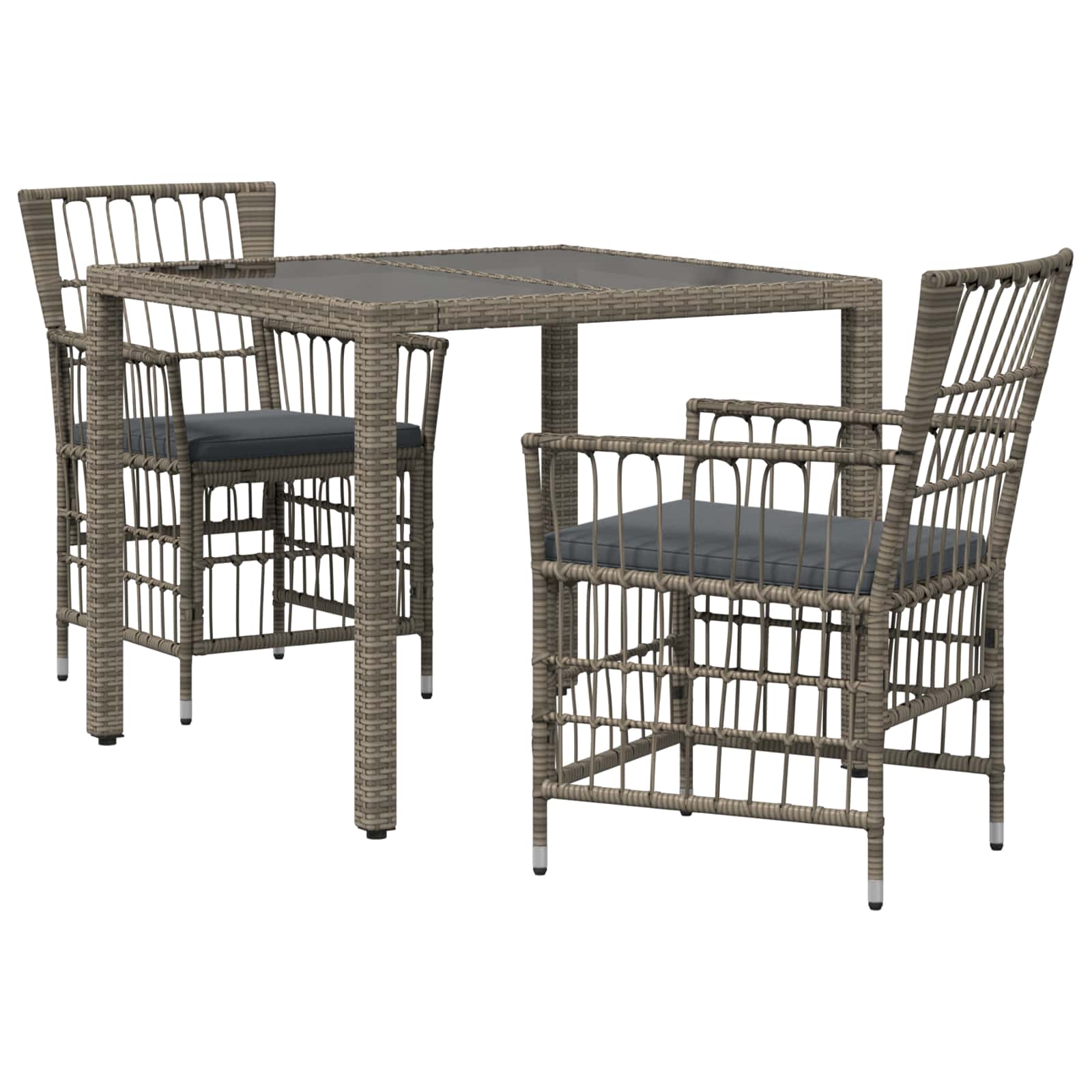 Ensemble de repas extérieur 3 pc Gris polyrotin