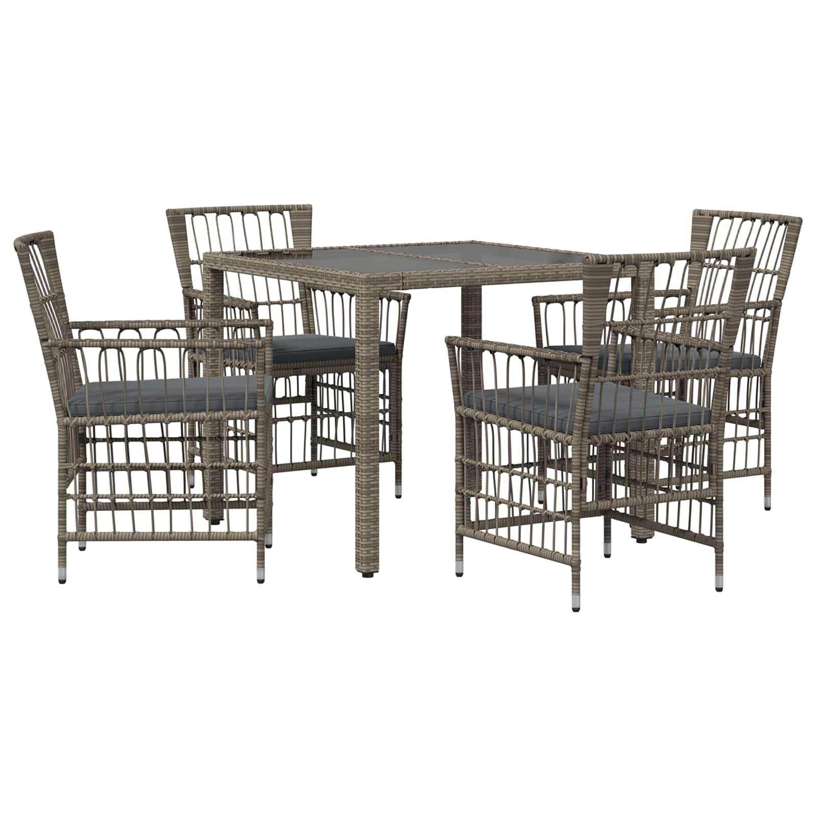 Ensemble de repas extérieur 5 pc Gris polyrotin