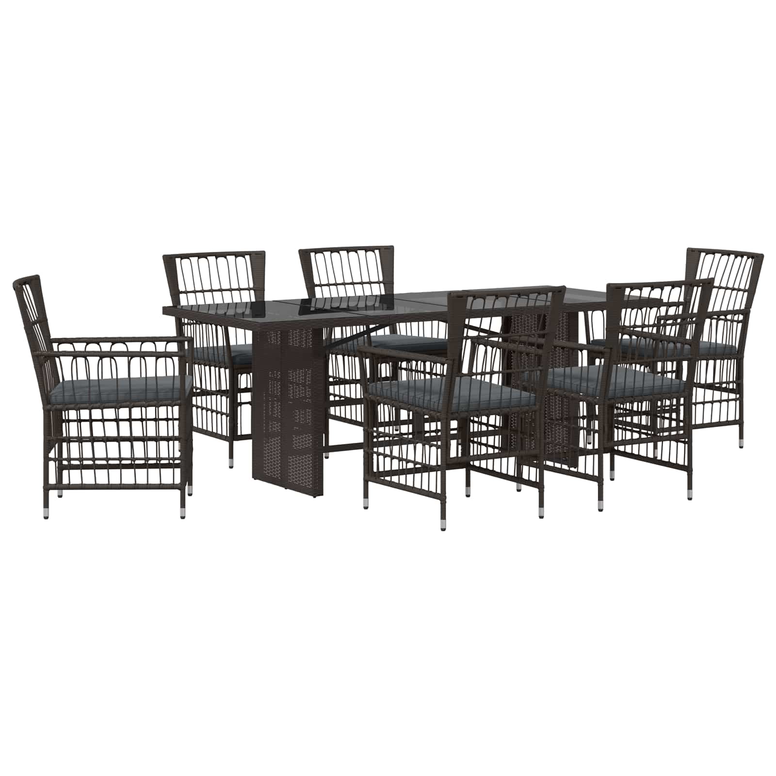 Ensemble de repas extérieur 7 pc Noir polyrotin