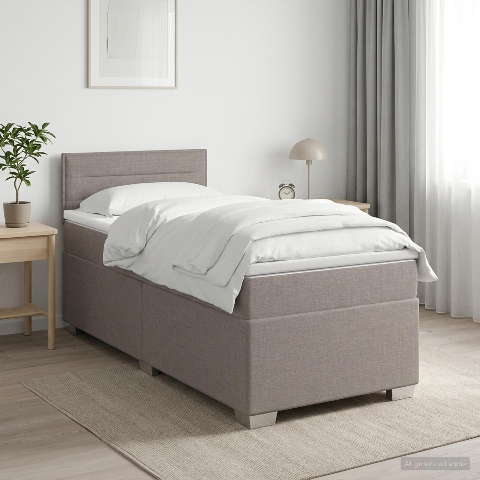 Lit boxspring avec matelas Taupe 90 x 190 cm Tissu