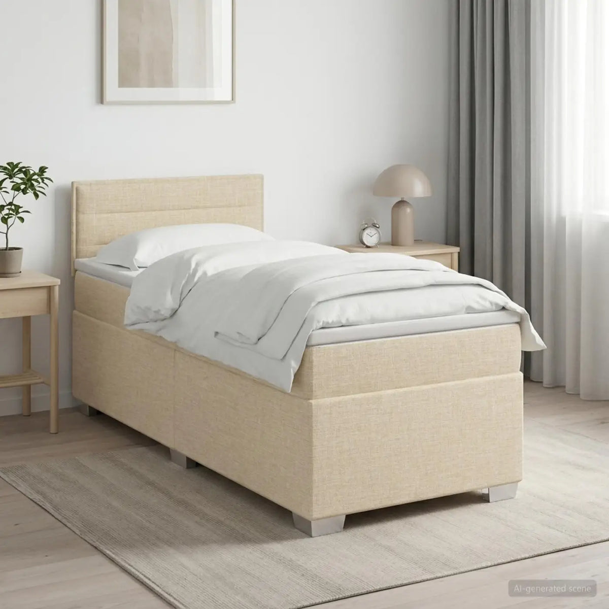 Lit boxspring avec matelas Crème 80 x 200 cm Tissu - XIOS