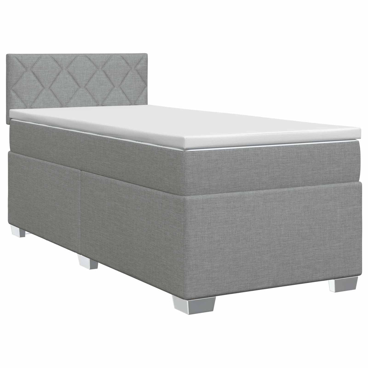 Lit boxspring avec matelas Gris clair 90 x 190 cm Tissu