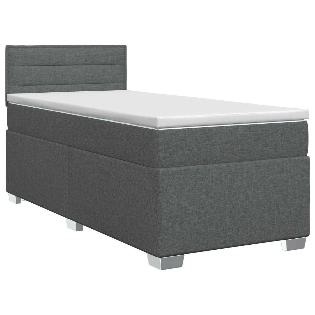 Lit boxspring avec matelas Gris foncé 100 x 200 cm Tissu