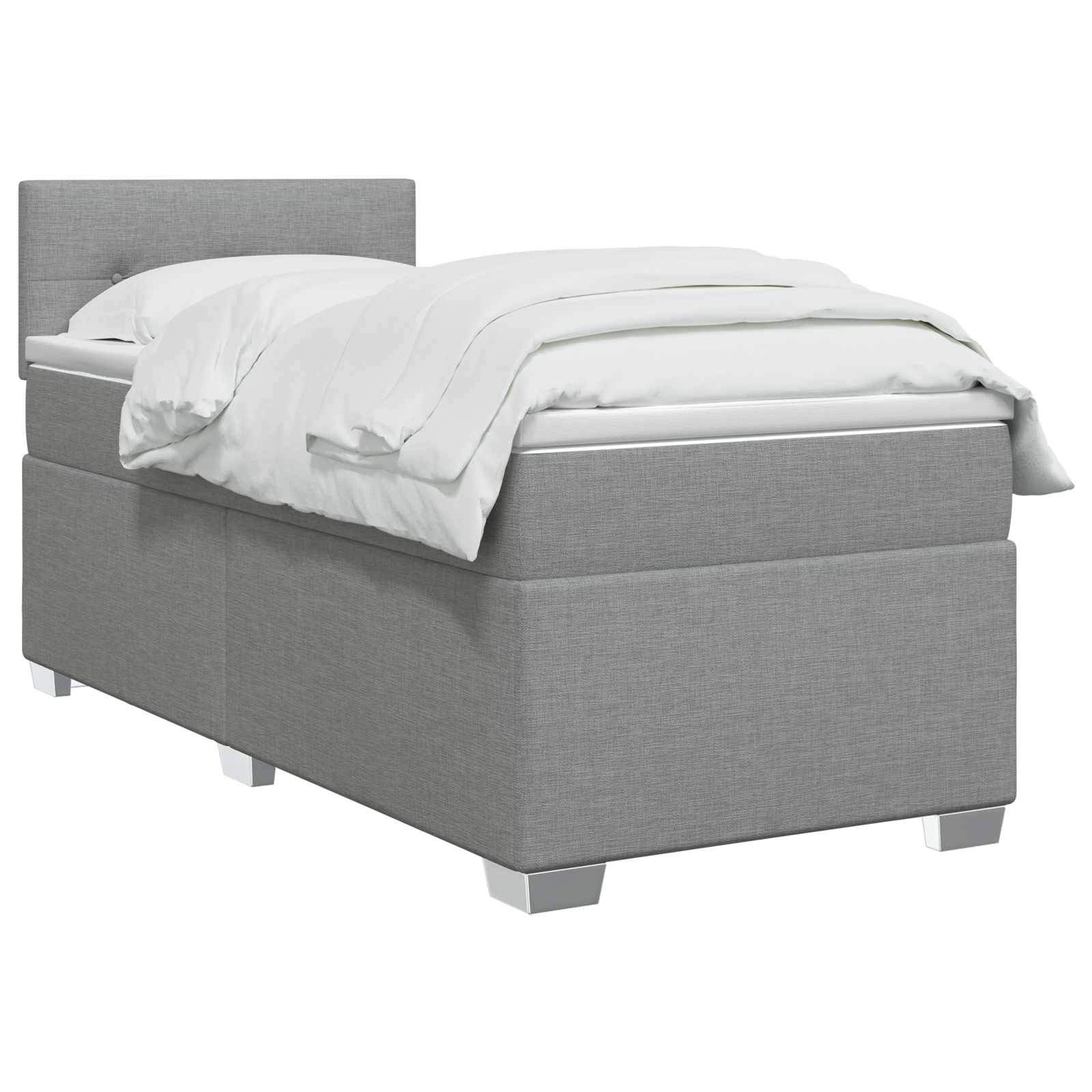 Lit boxspring avec matelas Gris clair 100 x 200 cm Tissu