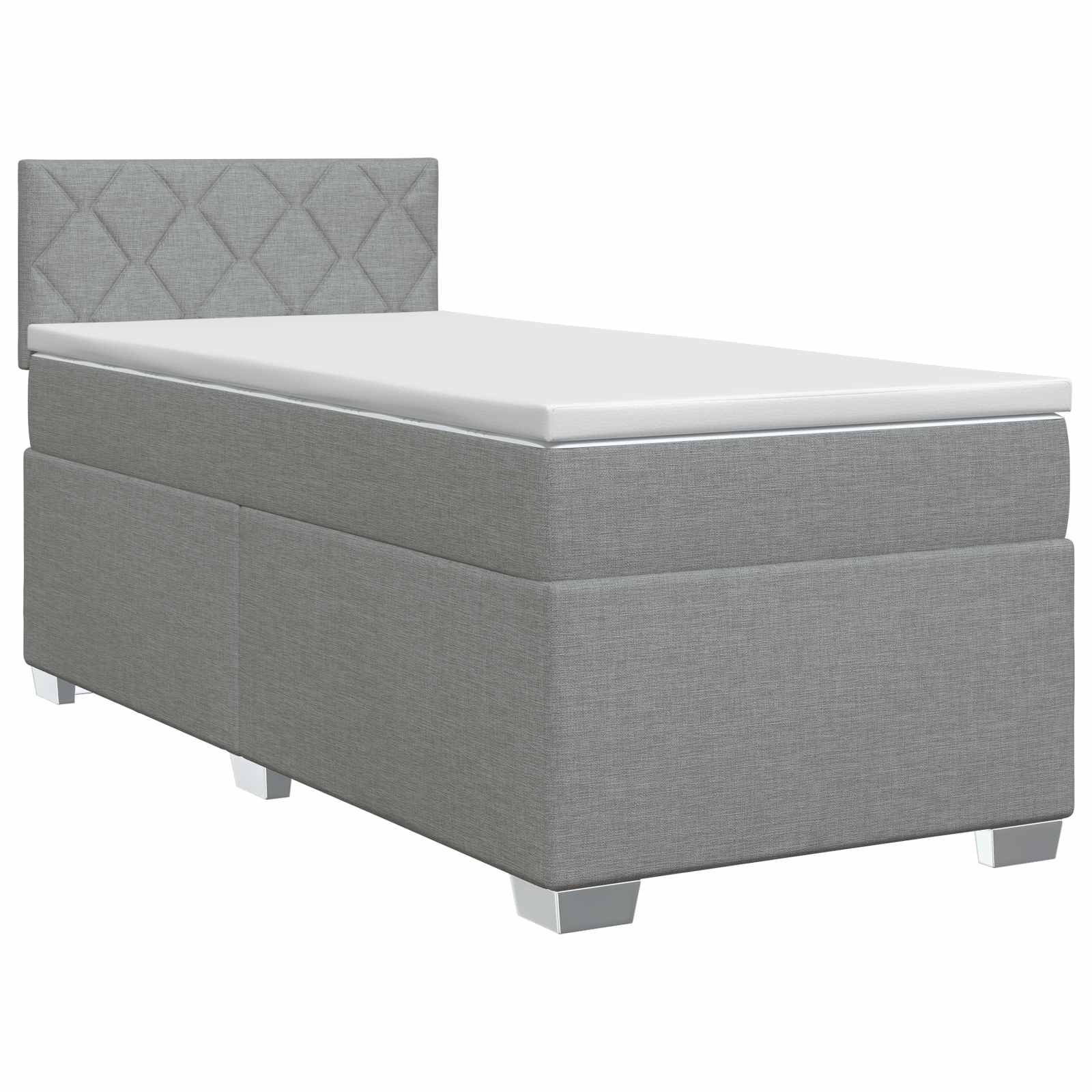 Lit boxspring avec matelas Gris clair 100 x 200 cm Tissu