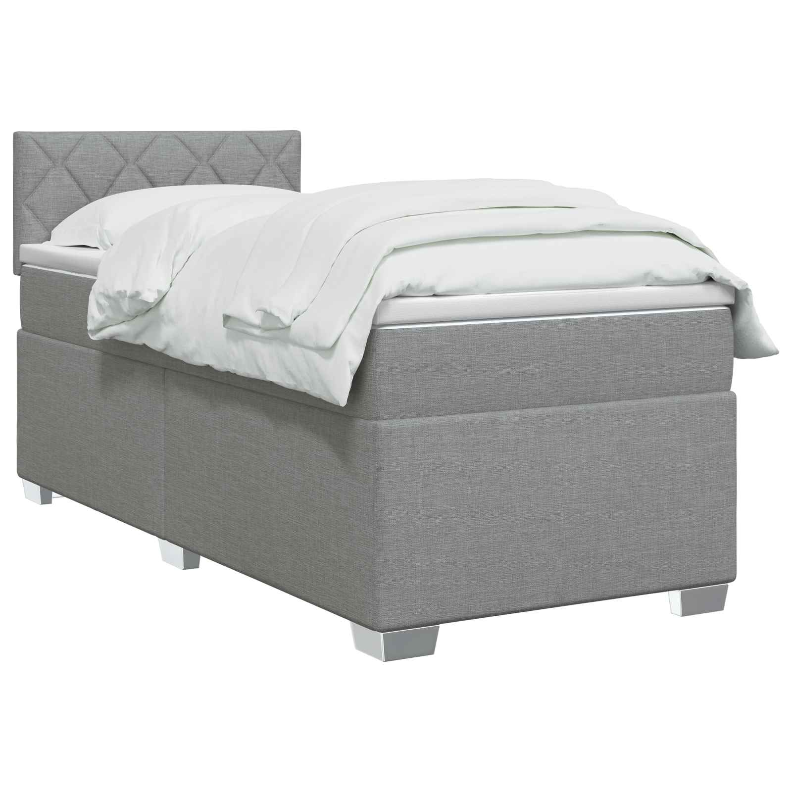 Lit boxspring avec matelas Gris clair 100 x 200 cm Tissu
