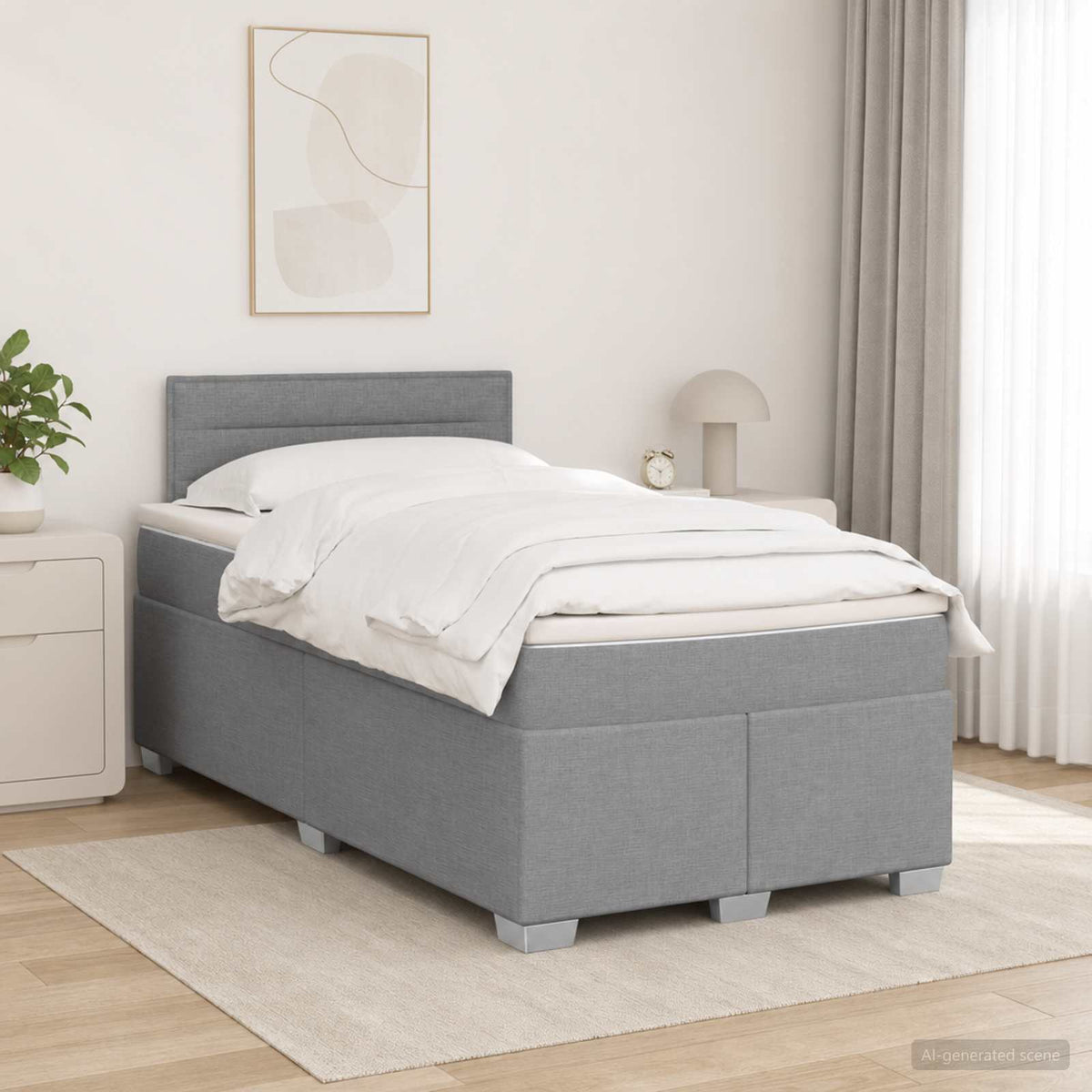 Lit boxspring avec matelas Gris clair 120 x 200 cm Tissu