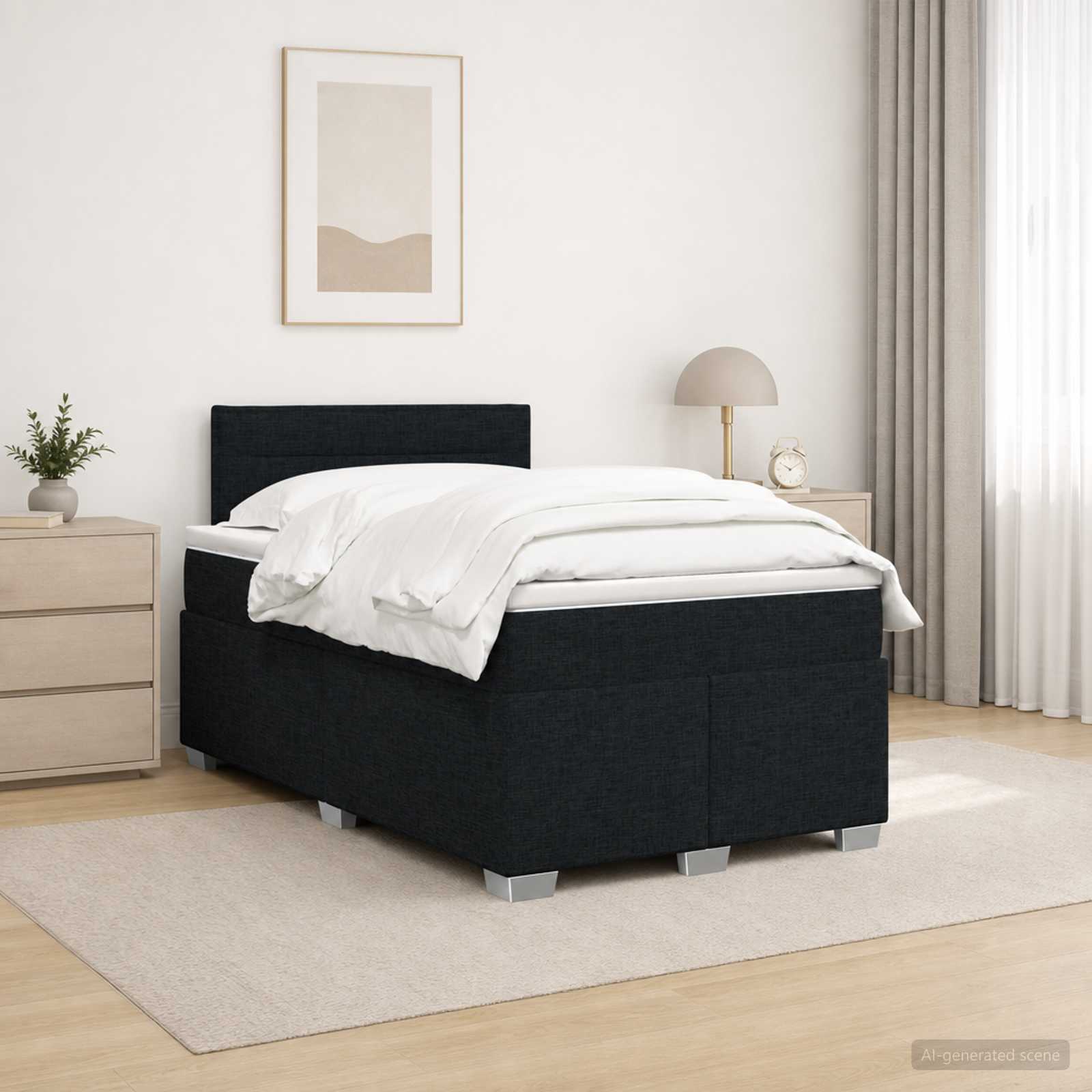 Lit boxspring avec matelas Noir 120 x 200 cm Tissu