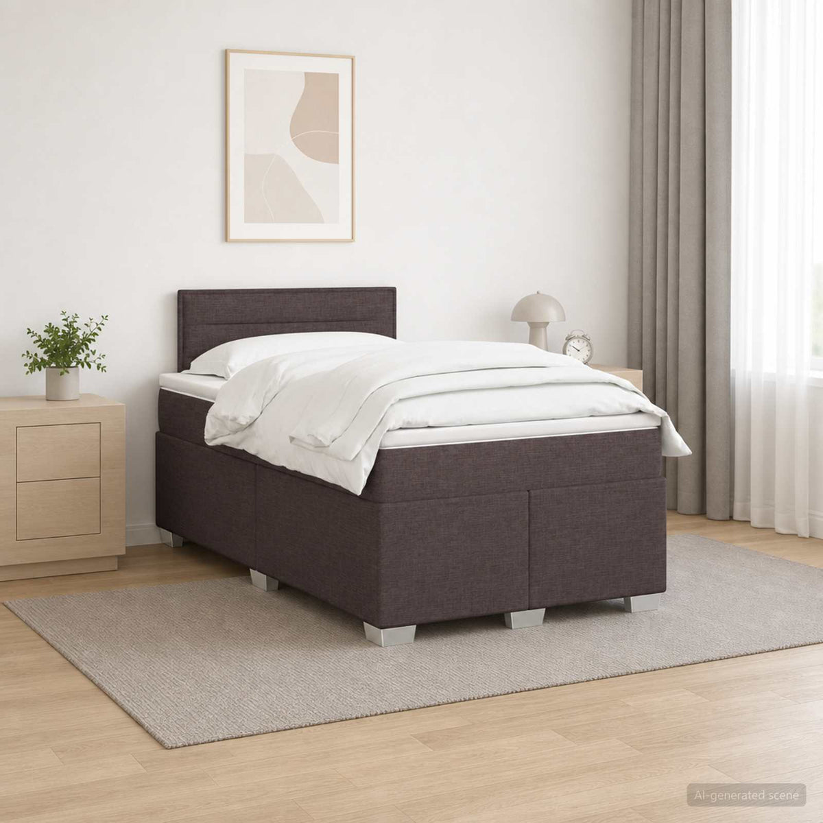 Lit boxspring avec matelas Marron foncé 120 x 190 cm Tissu