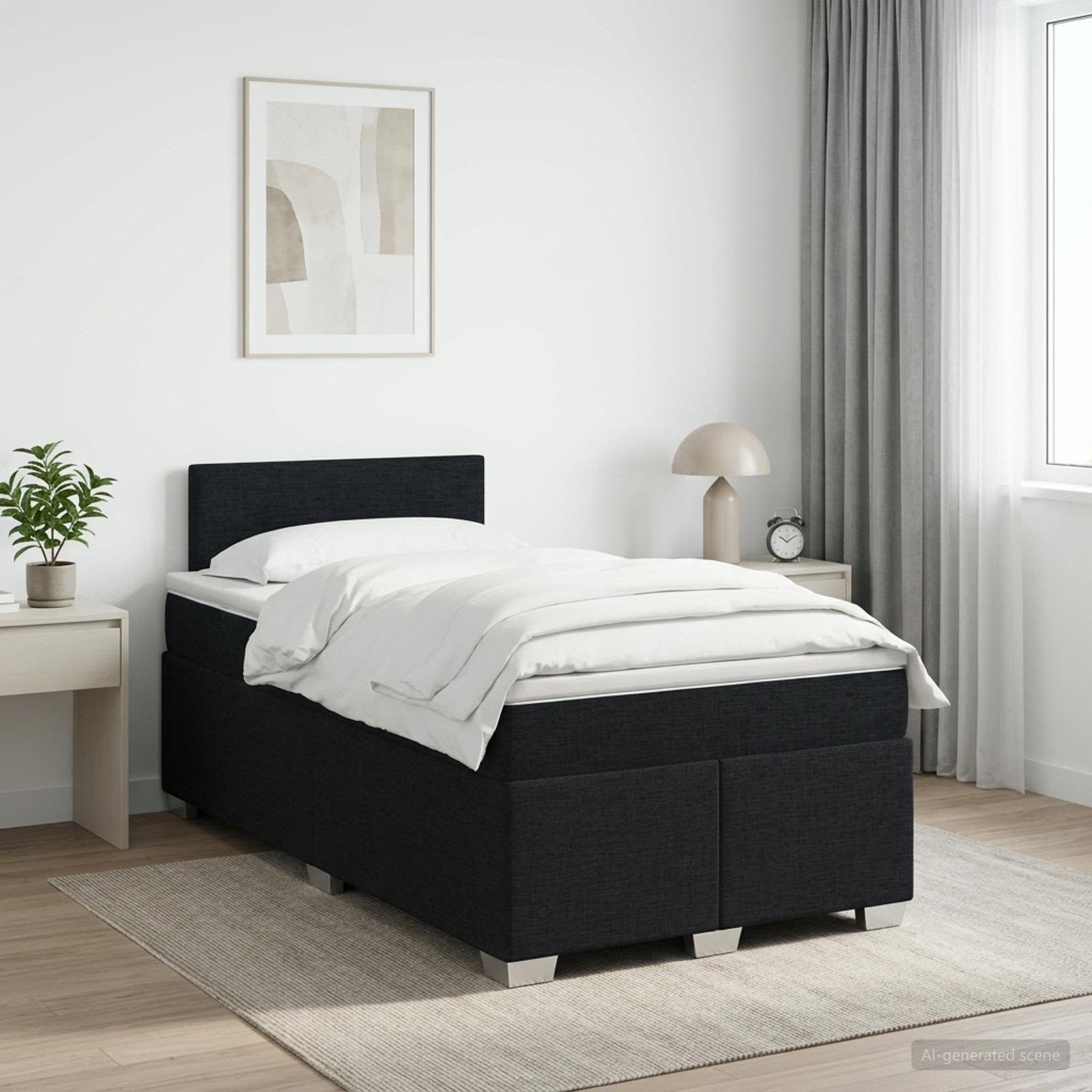 Lit boxspring avec matelas Noir 120 x 200 cm Tissu - XIOS