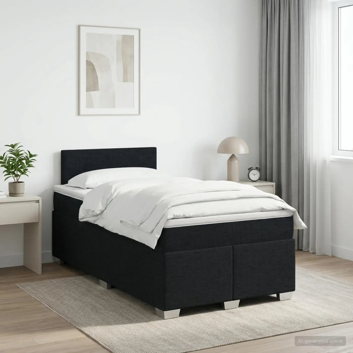 Lit boxspring avec matelas Noir 120 x 200 cm Tissu - XIOS