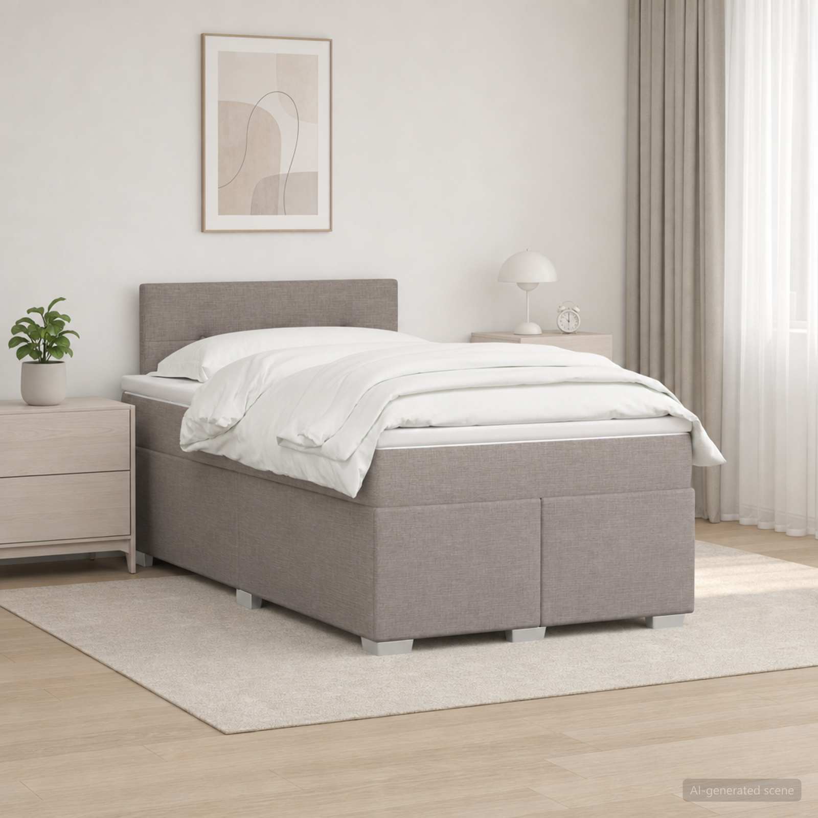Lit boxspring avec matelas Taupe 120 x 190 cm Tissu