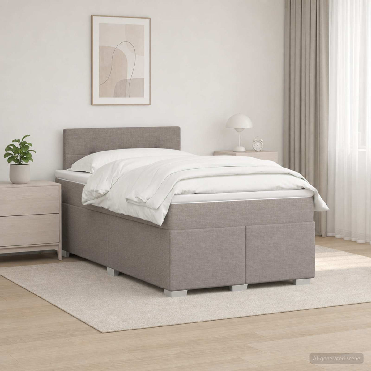Lit boxspring avec matelas Taupe 120 x 190 cm Tissu
