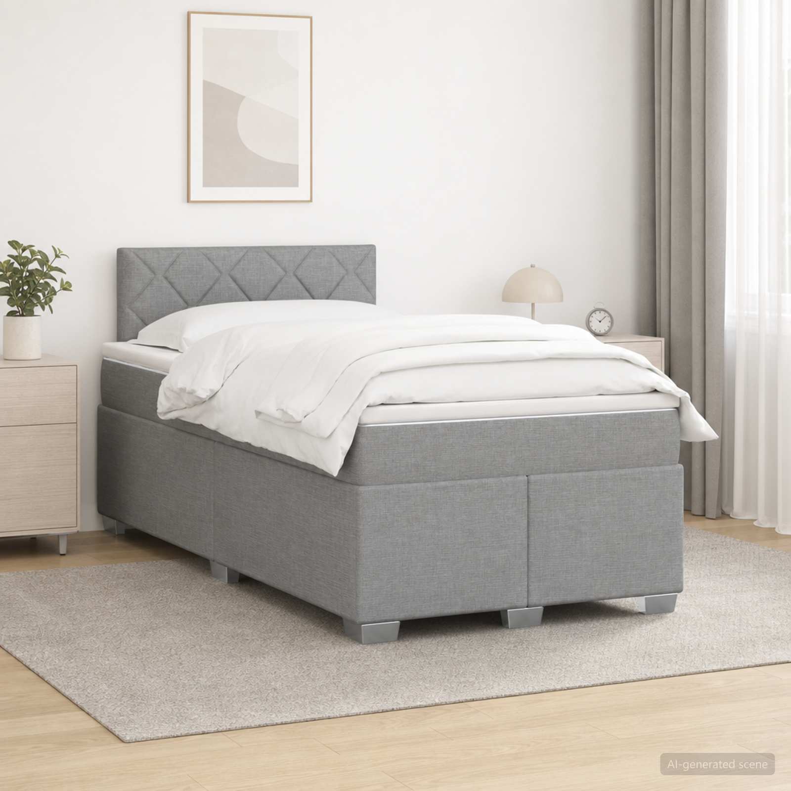 Lit boxspring avec matelas Gris clair 120 x 190 cm Tissu