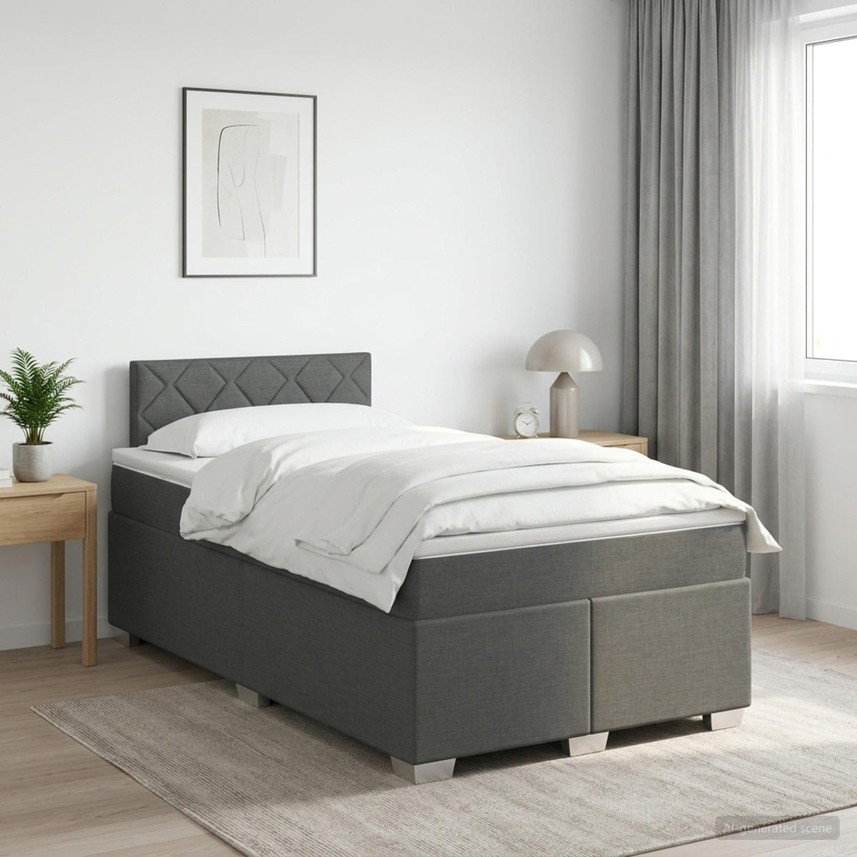 Lit boxspring avec matelas Gris foncé 120 x 190 cm Tissu