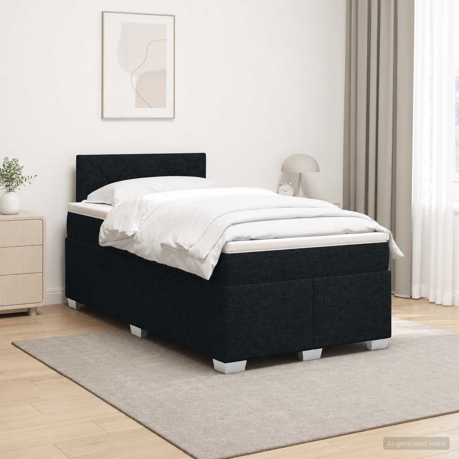 Lit boxspring avec matelas Noir 120 x 200 cm Tissu - XIOS