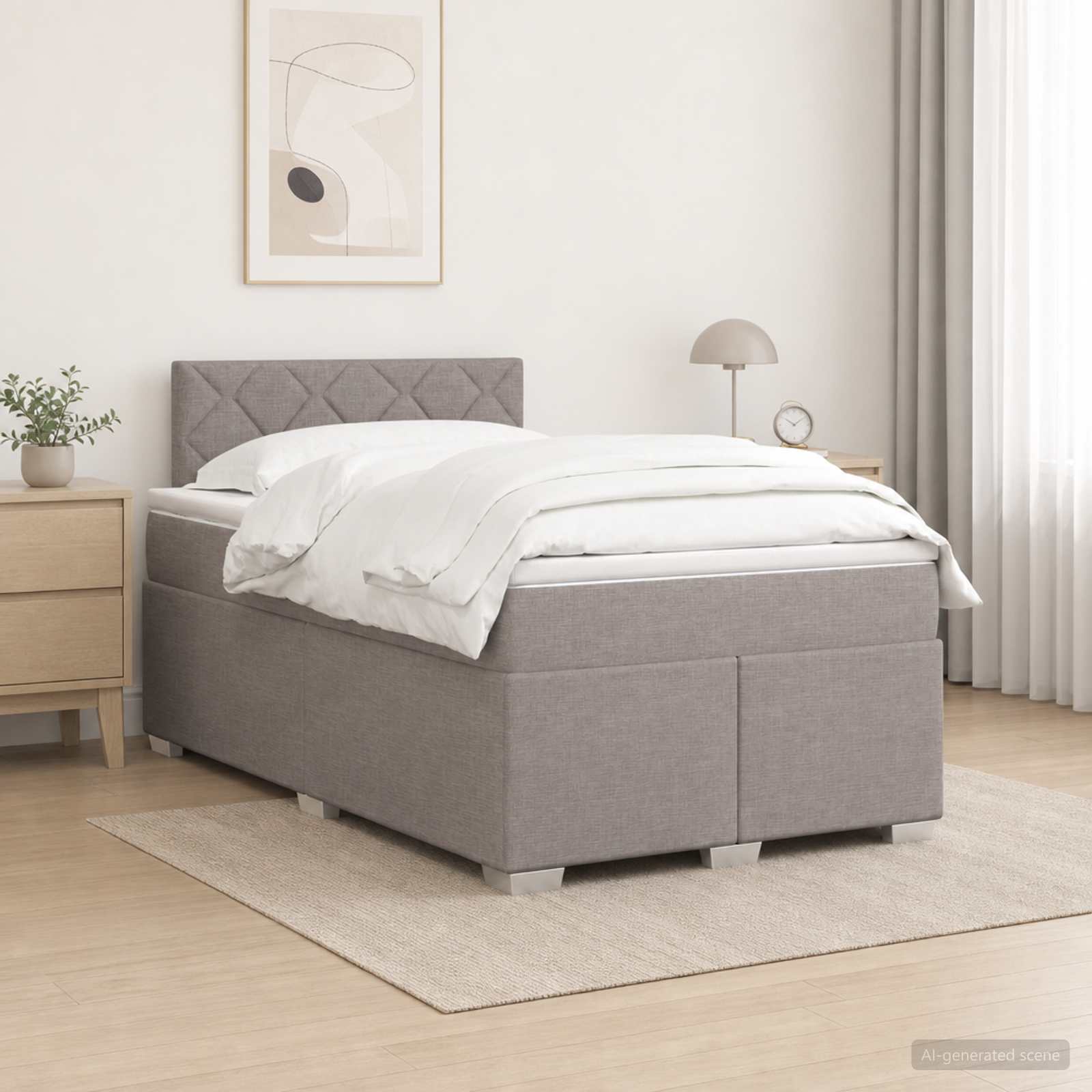Lit boxspring avec matelas Taupe 120 x 200 cm Tissu