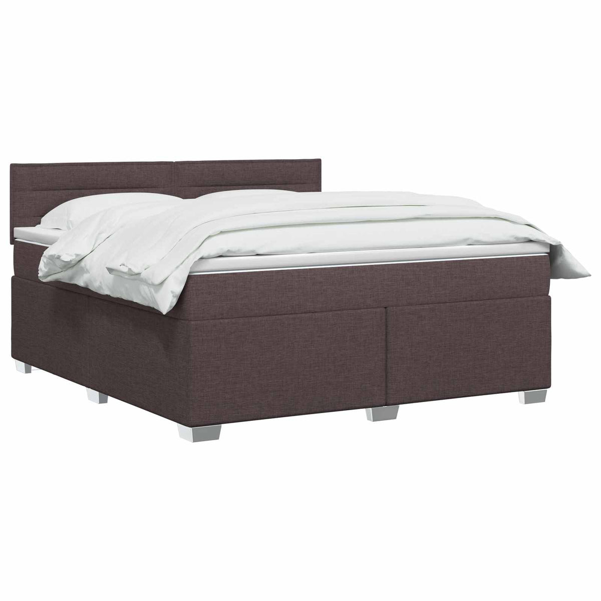 Lit boxspring avec matelas Marron foncé 160 x 200 cm Tissu