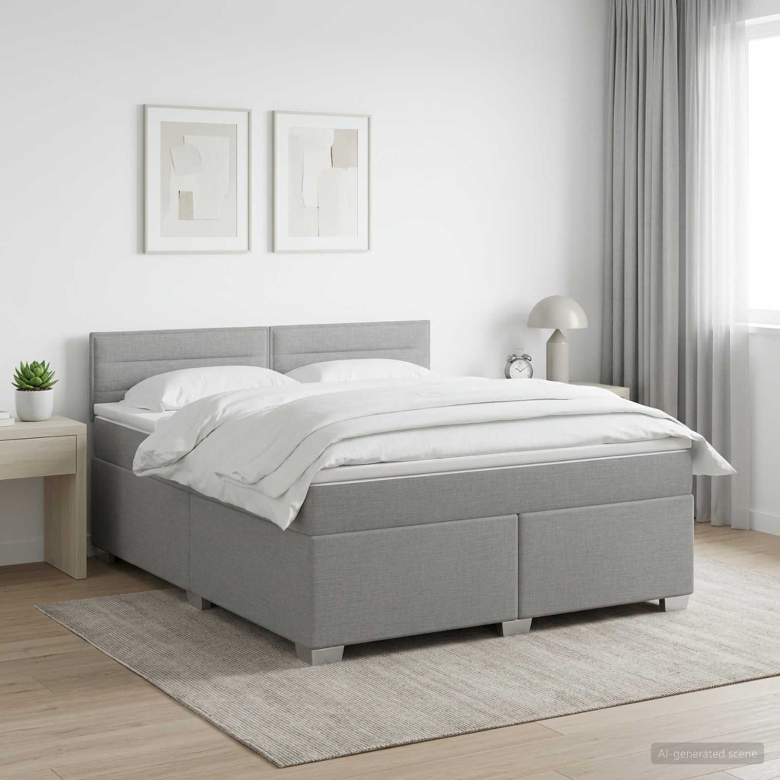 Lit boxspring avec matelas Gris clair 140 x 200 cm Tissu