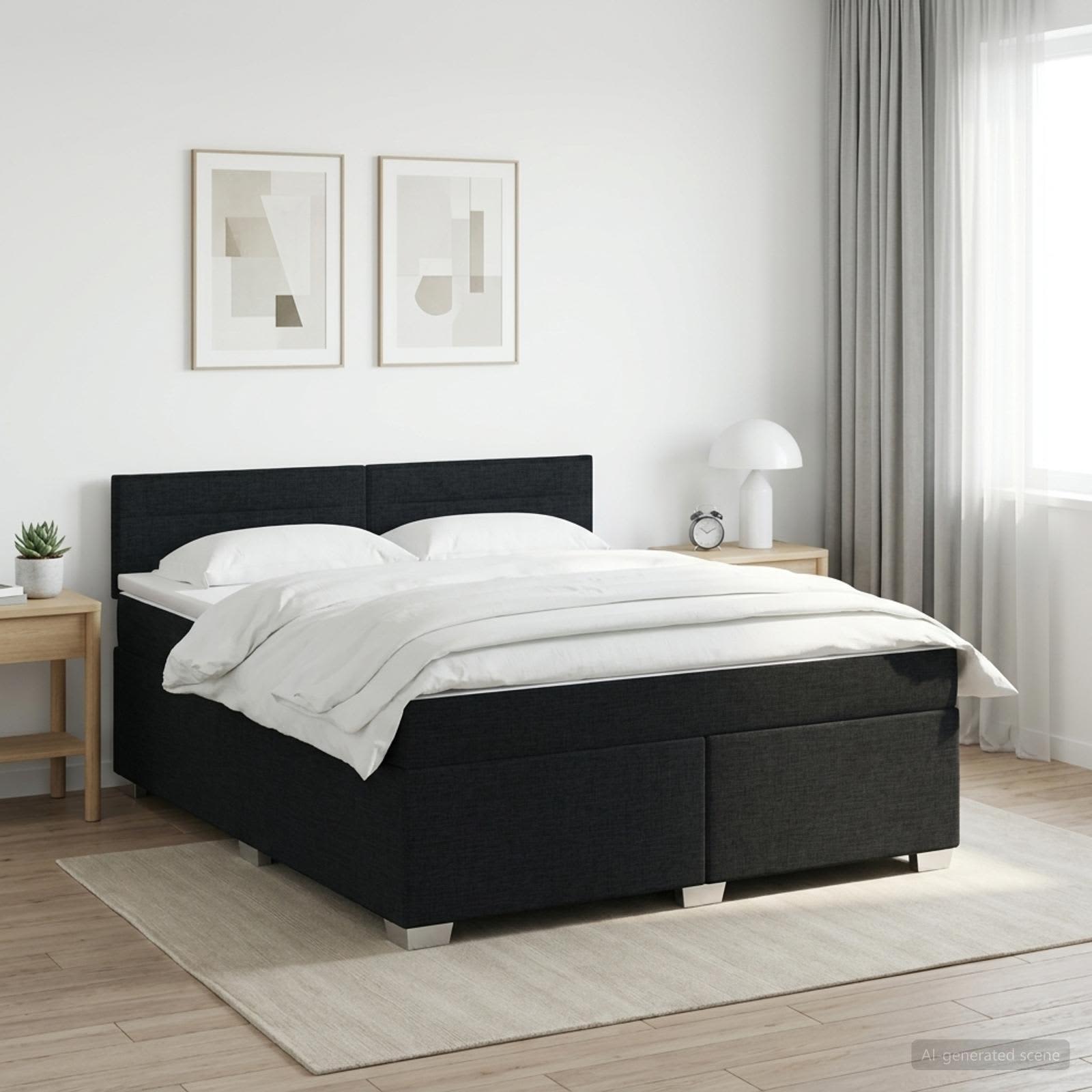 Lit boxspring avec matelas Noir 140 x 190 cm Tissu - XIOS