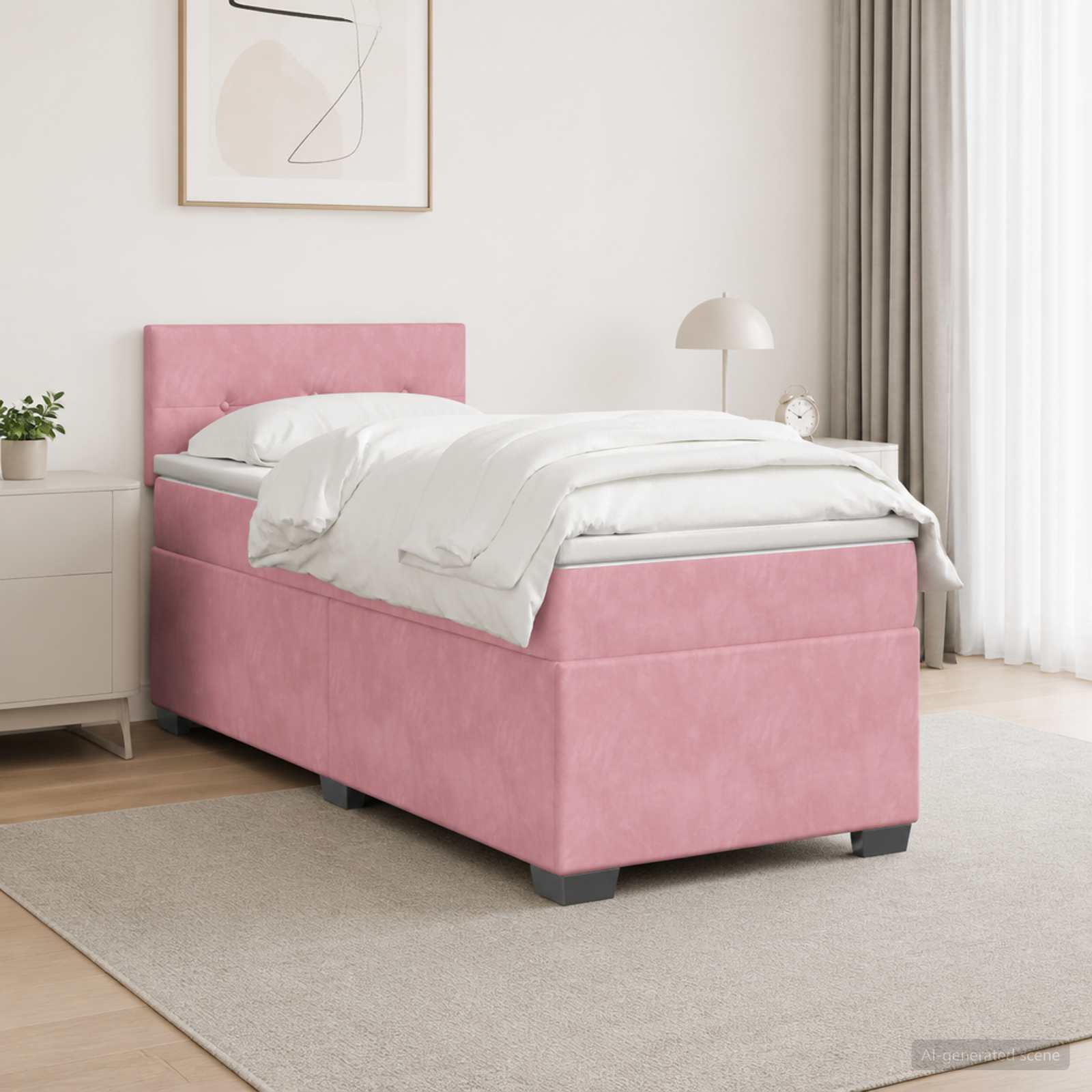 Lit boxspring avec matelas Rose 100 x 200 cm Velours