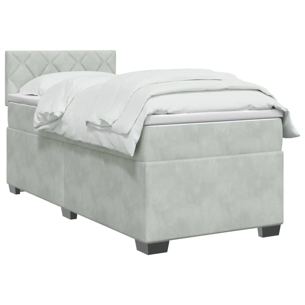 Lit boxspring avec matelas Gris clair 80 x 200 cm Velours - XIOS