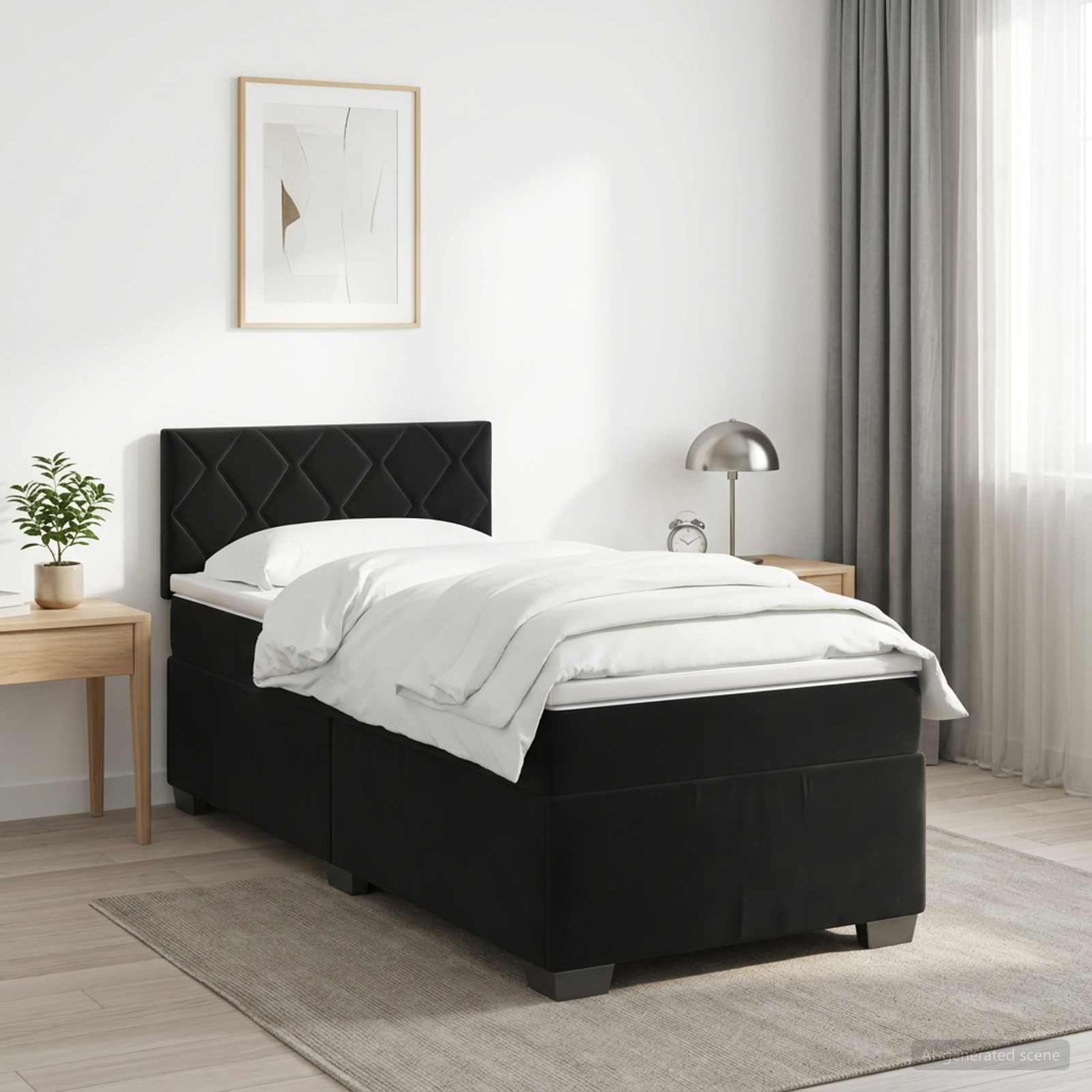 Lit boxspring avec matelas Noir 80 x 200 cm Velours - XIOS