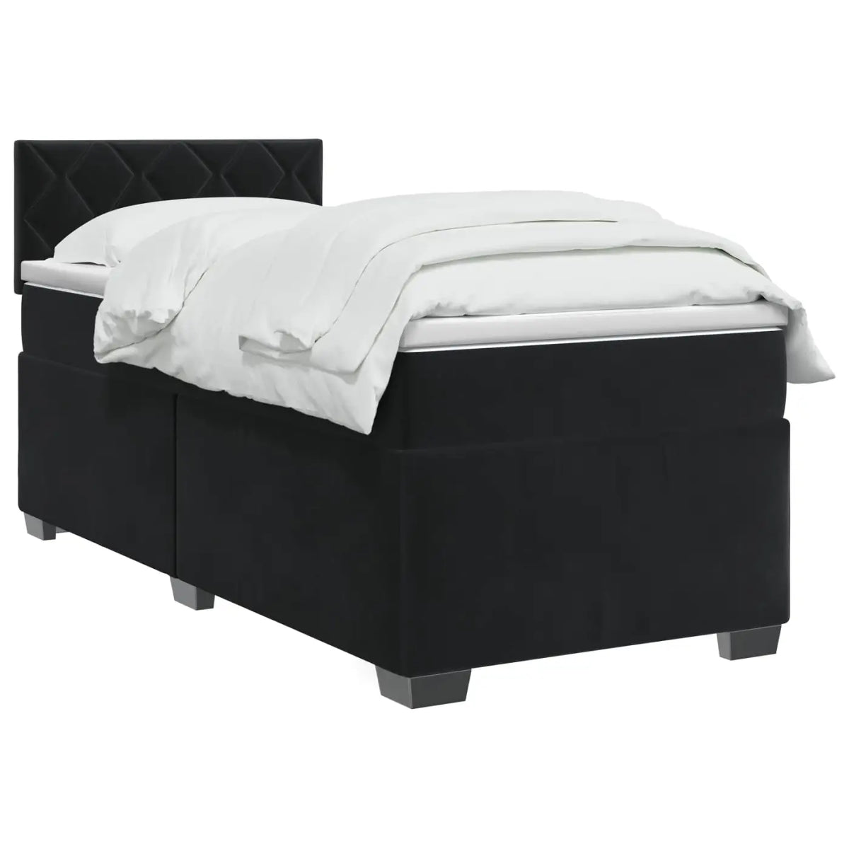 Lit boxspring avec matelas Noir 80 x 200 cm Velours - XIOS