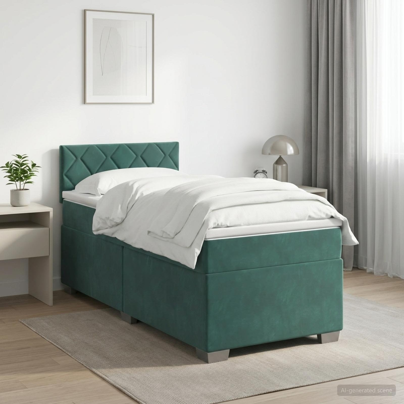 Lit boxspring avec matelas Vert foncé 80 x 200 cm Velours