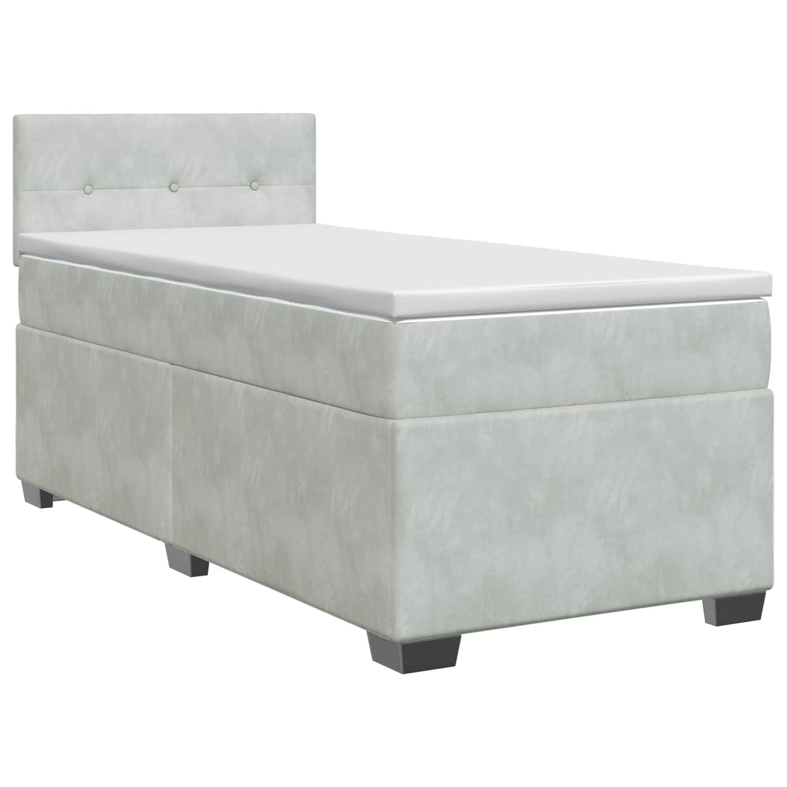 Lit boxspring avec matelas Gris clair 90 x 190 cm Velours