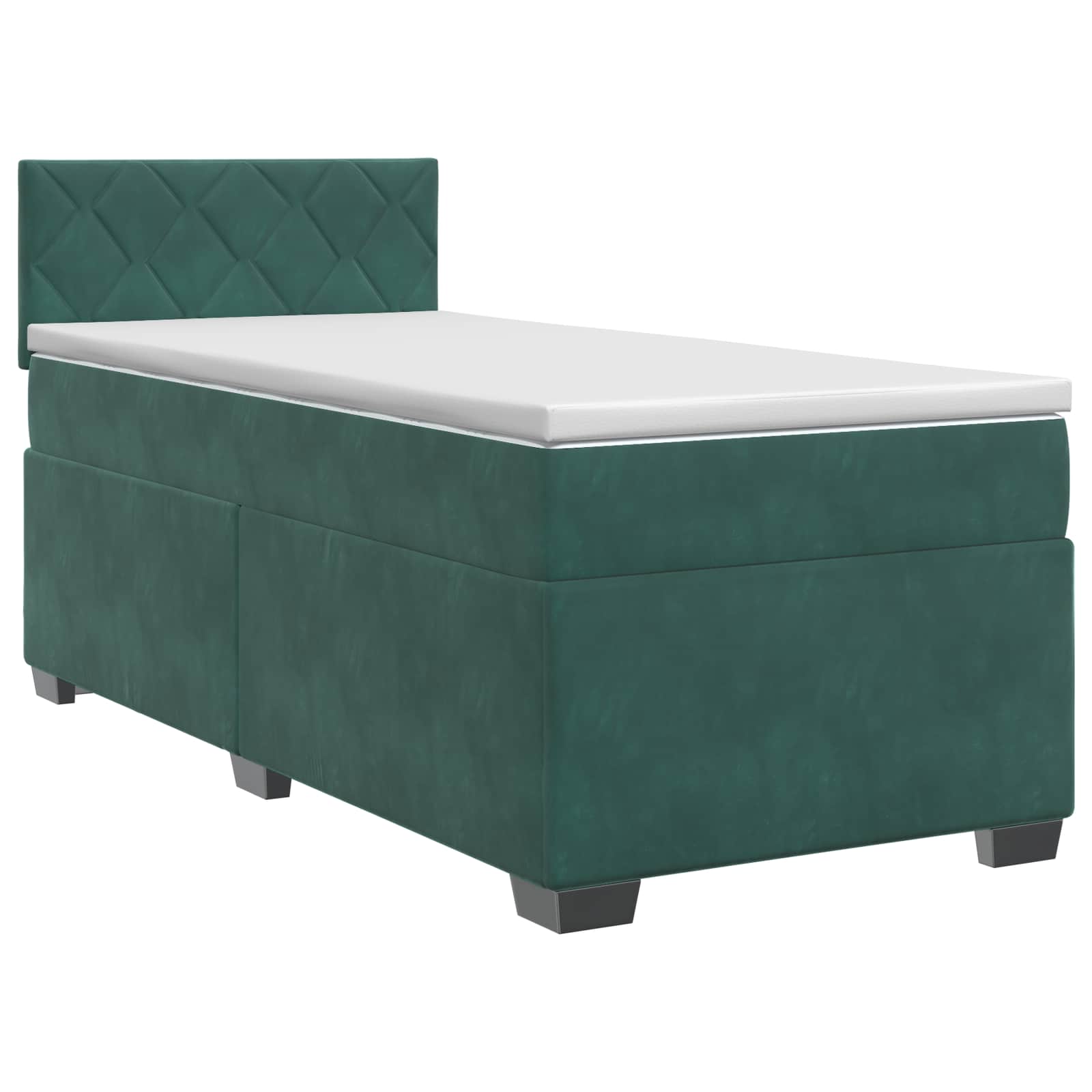 Lit boxspring avec matelas Vert foncé 90 x 190 cm Velours