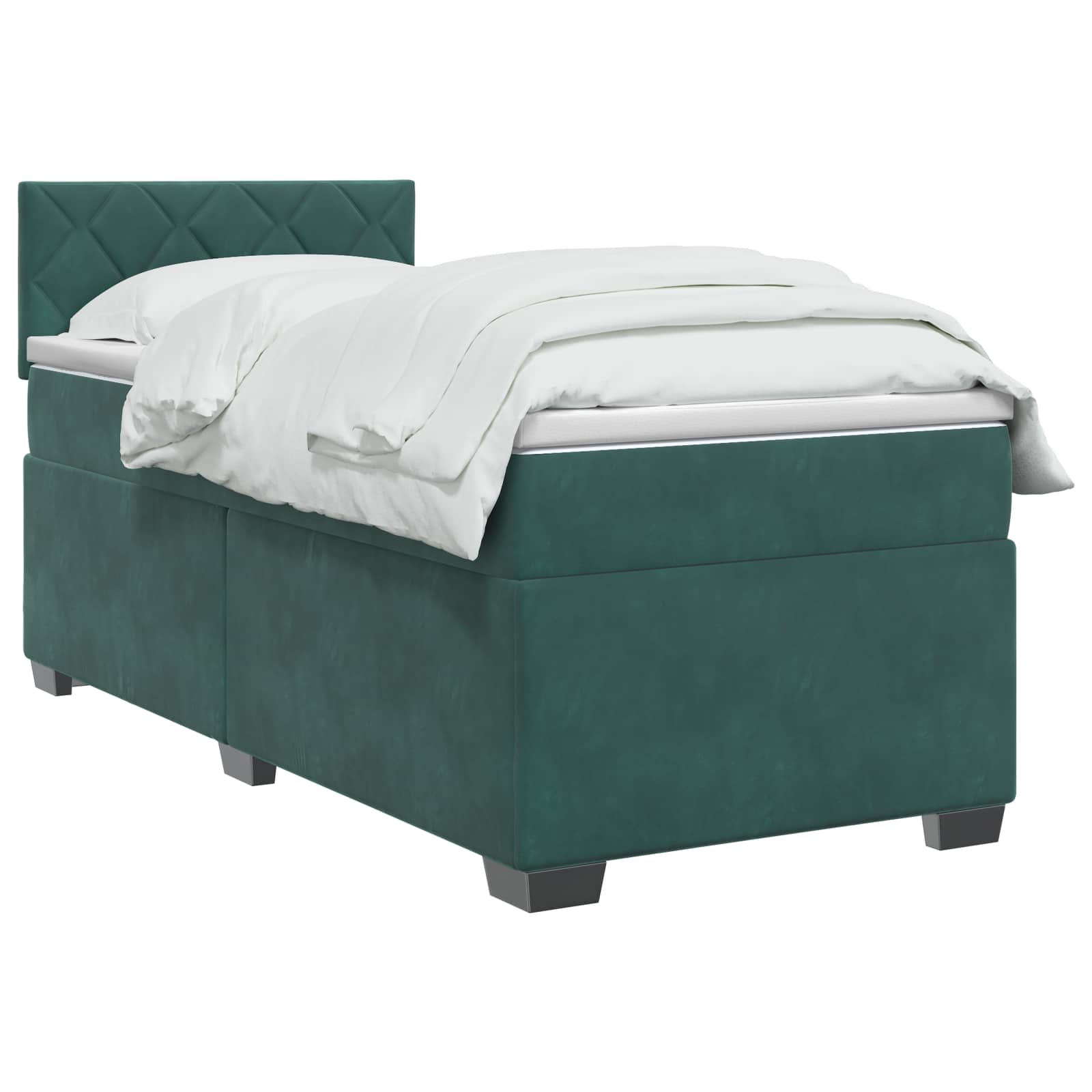 Lit boxspring avec matelas Vert foncé 90 x 190 cm Velours