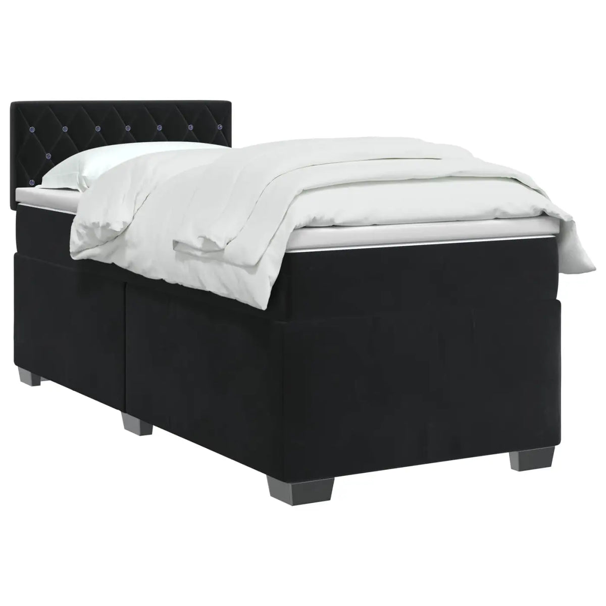 Lit boxspring avec matelas Noir 90 x 200 cm Velours - XIOS