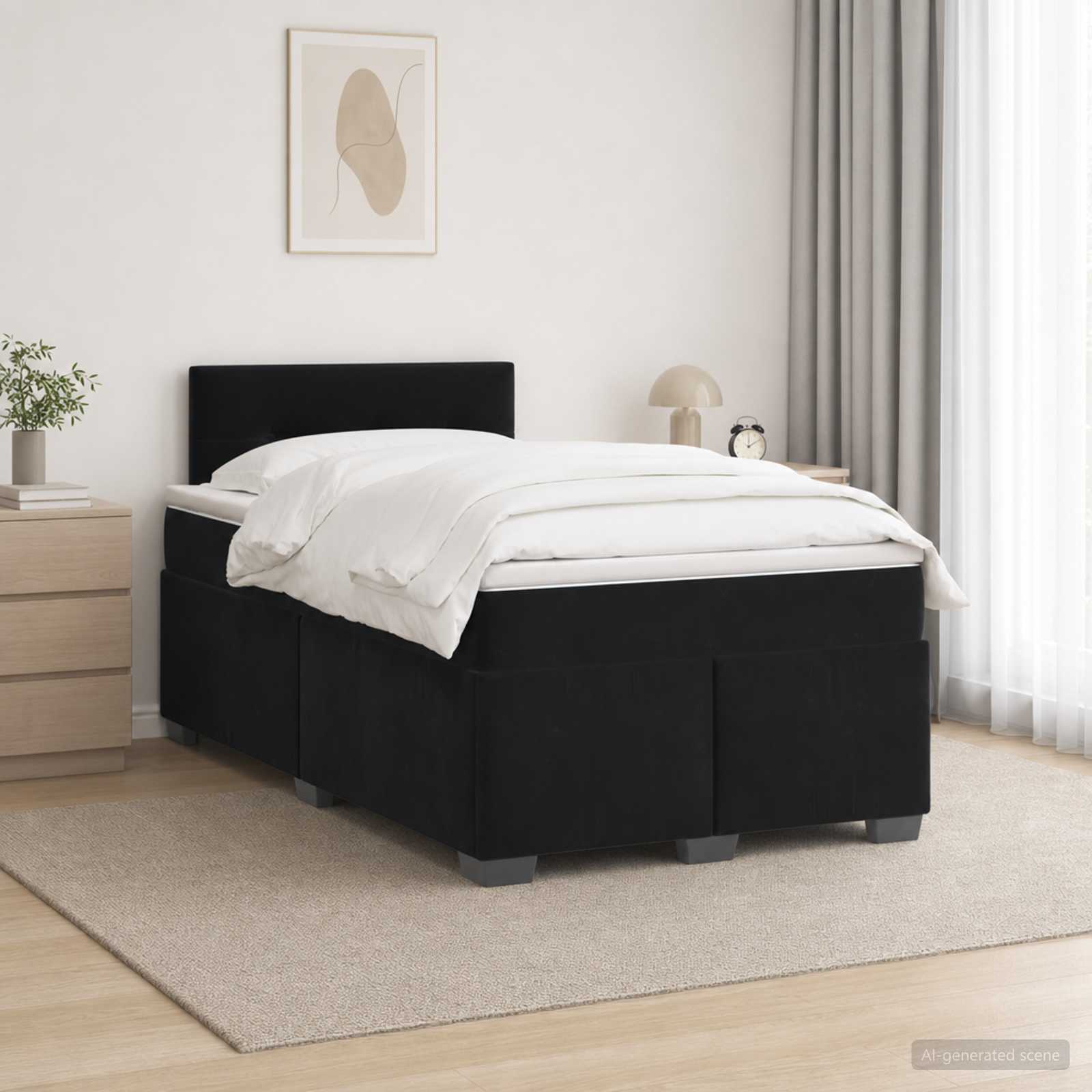 Lit boxspring avec matelas Noir 120 x 190 cm Velours