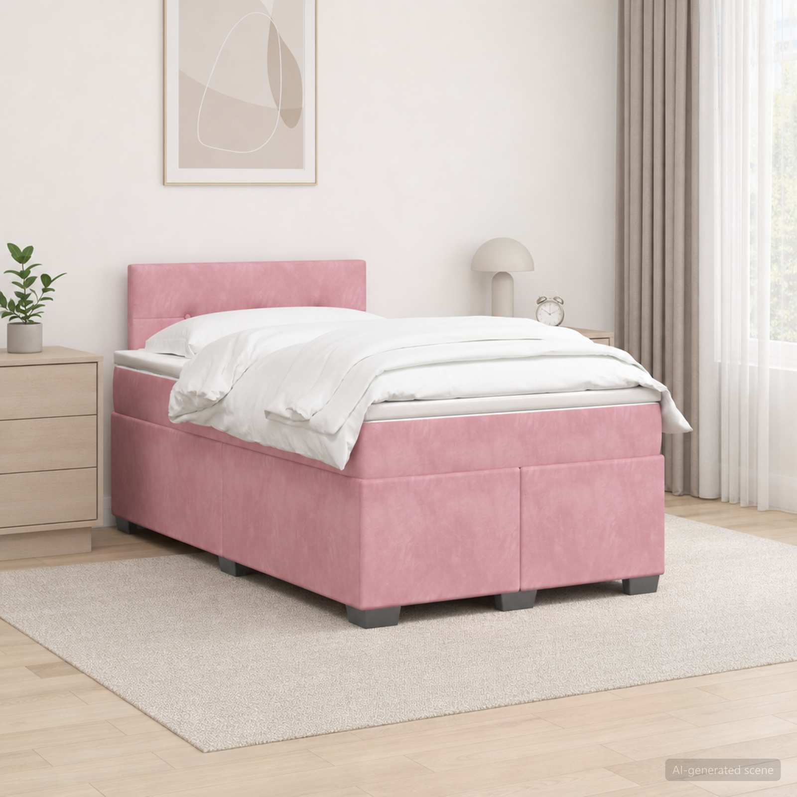 Lit boxspring avec matelas Rose 120 x 190 cm Velours