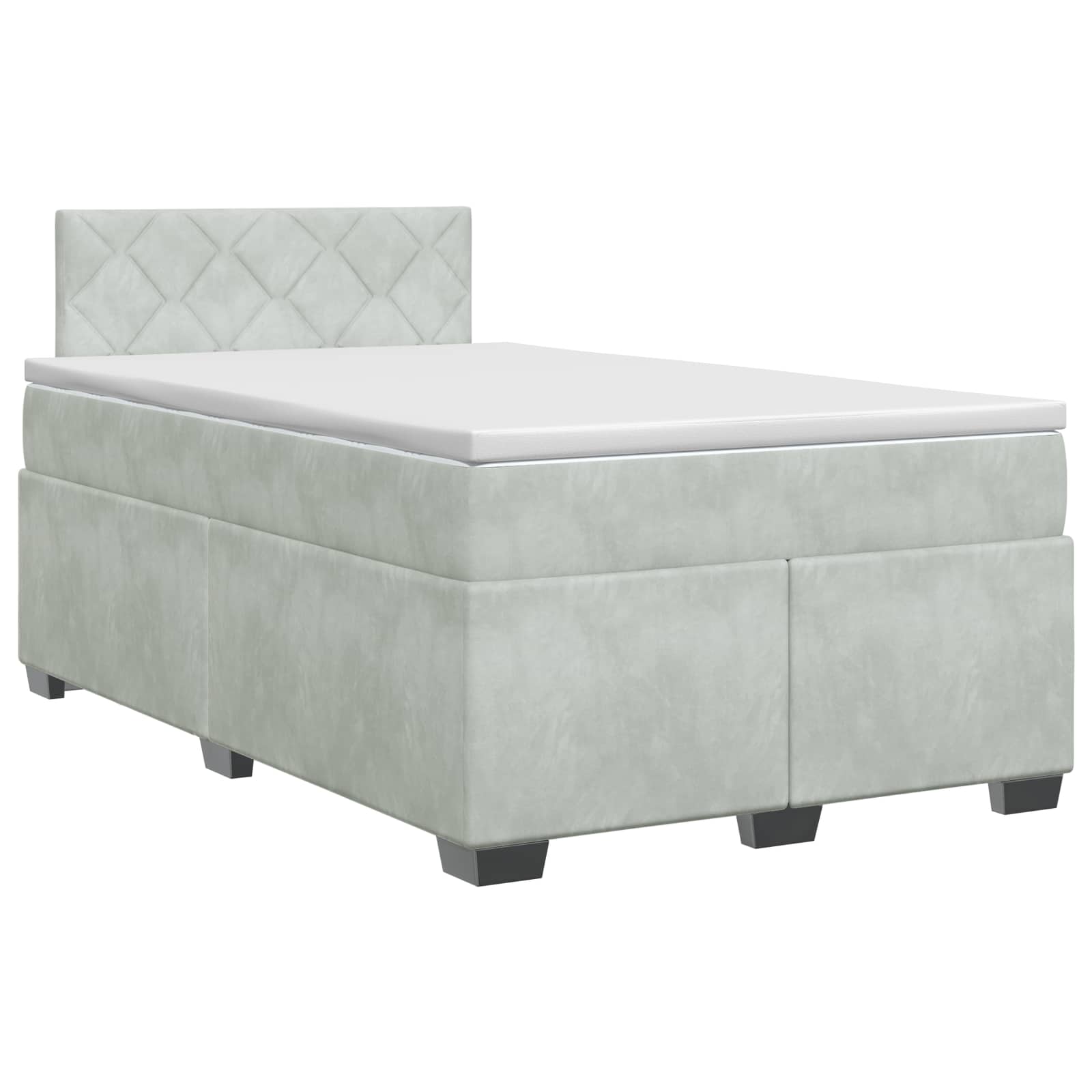Lit boxspring avec matelas Gris clair 120 x 190 cm Velours