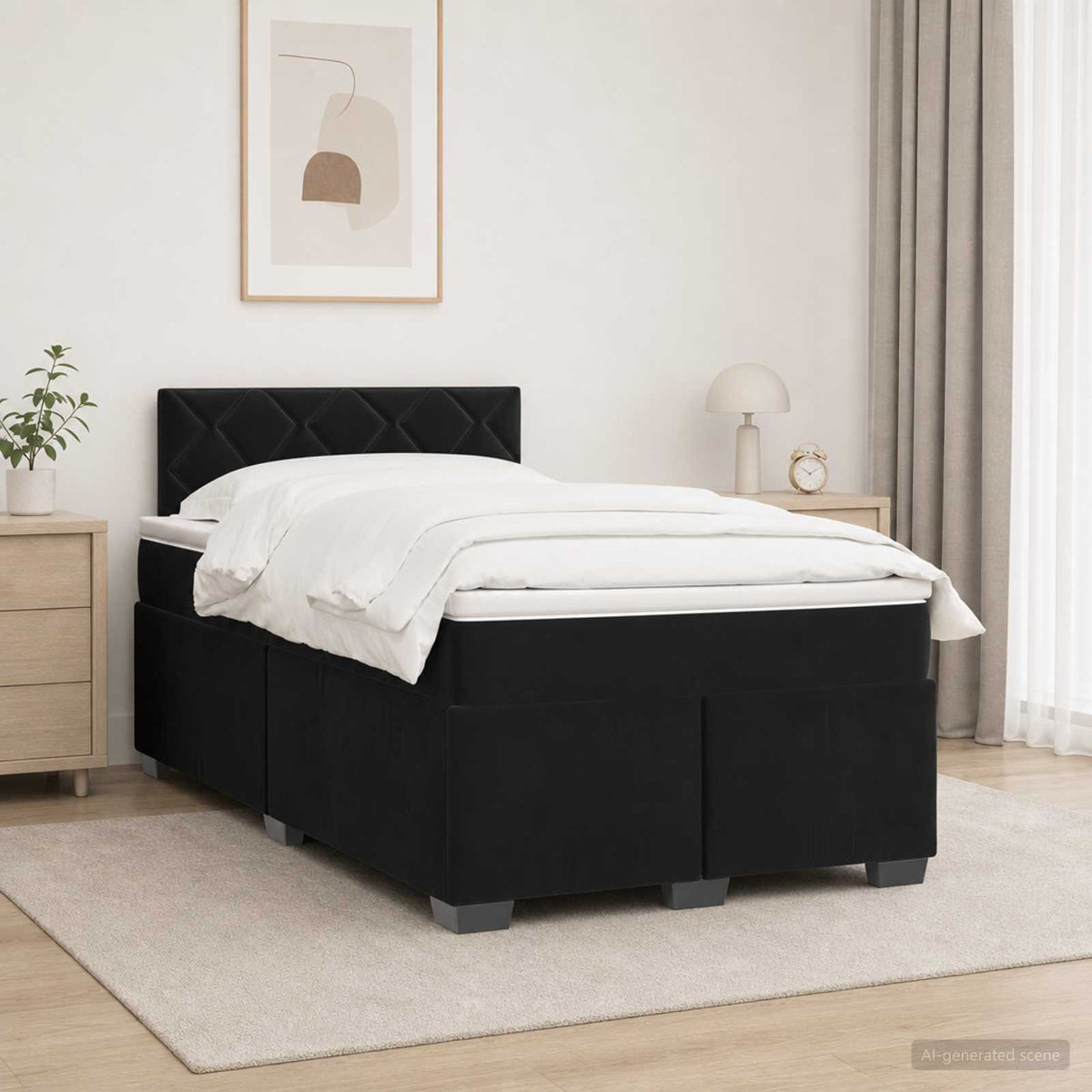 Lit boxspring avec matelas Noir 120 x 190 cm Velours